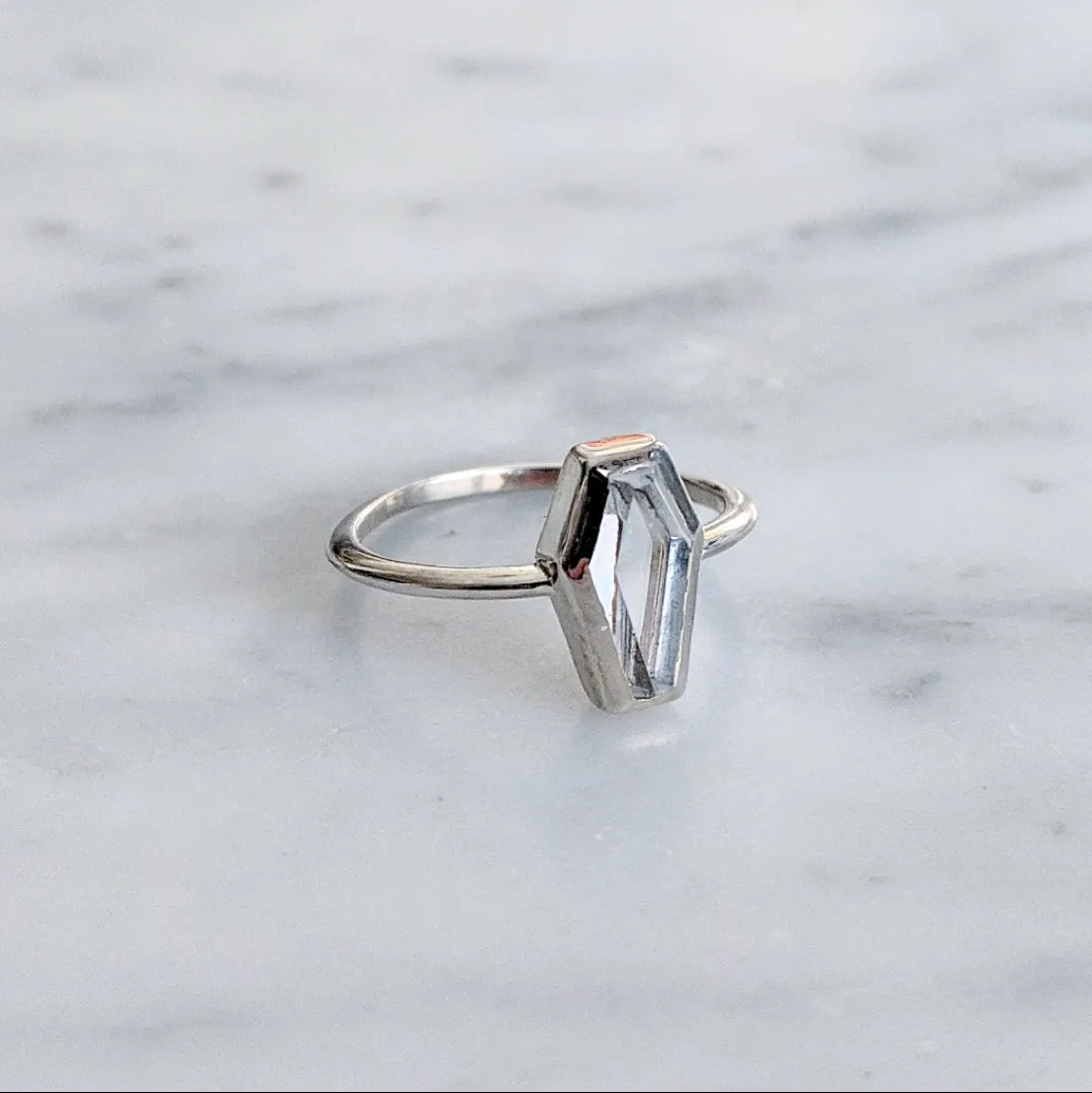 Clear Crystal Coffin Ring
