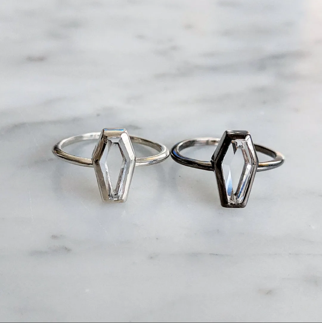 Clear Crystal Coffin Ring