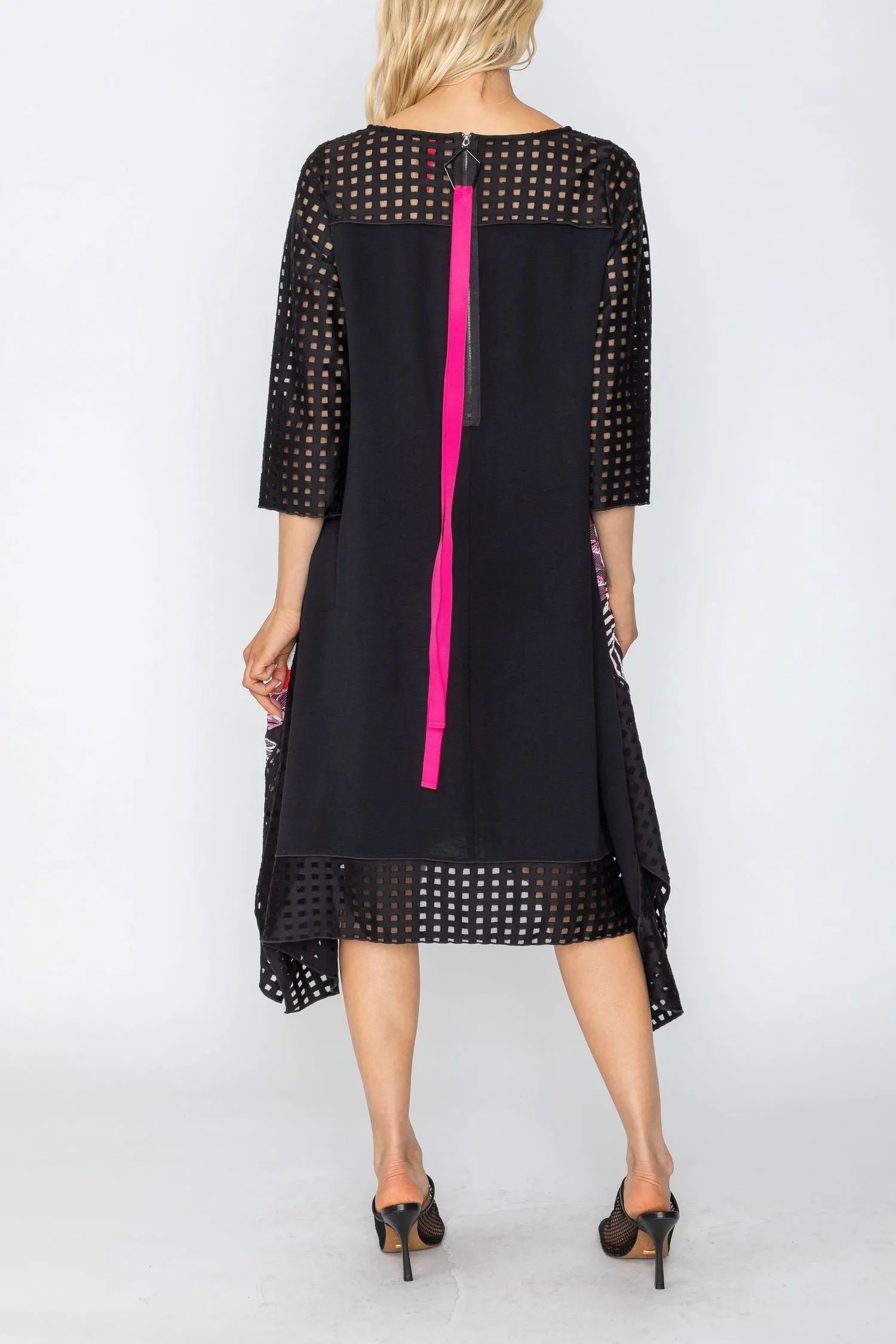 Coral 3/4 Sleeve Dress W/ Floral Print