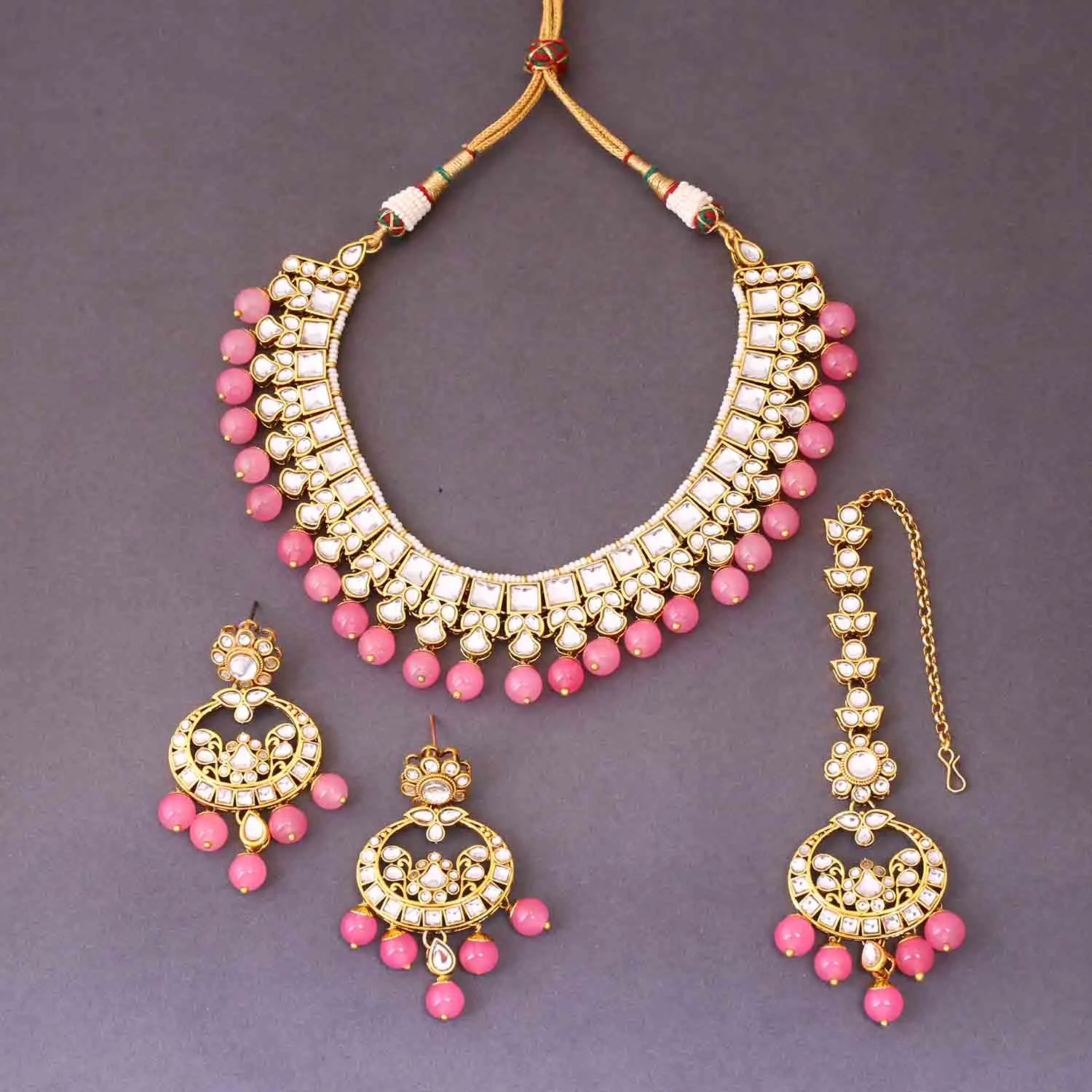 Coral Aaria Kundan Jewellery Set