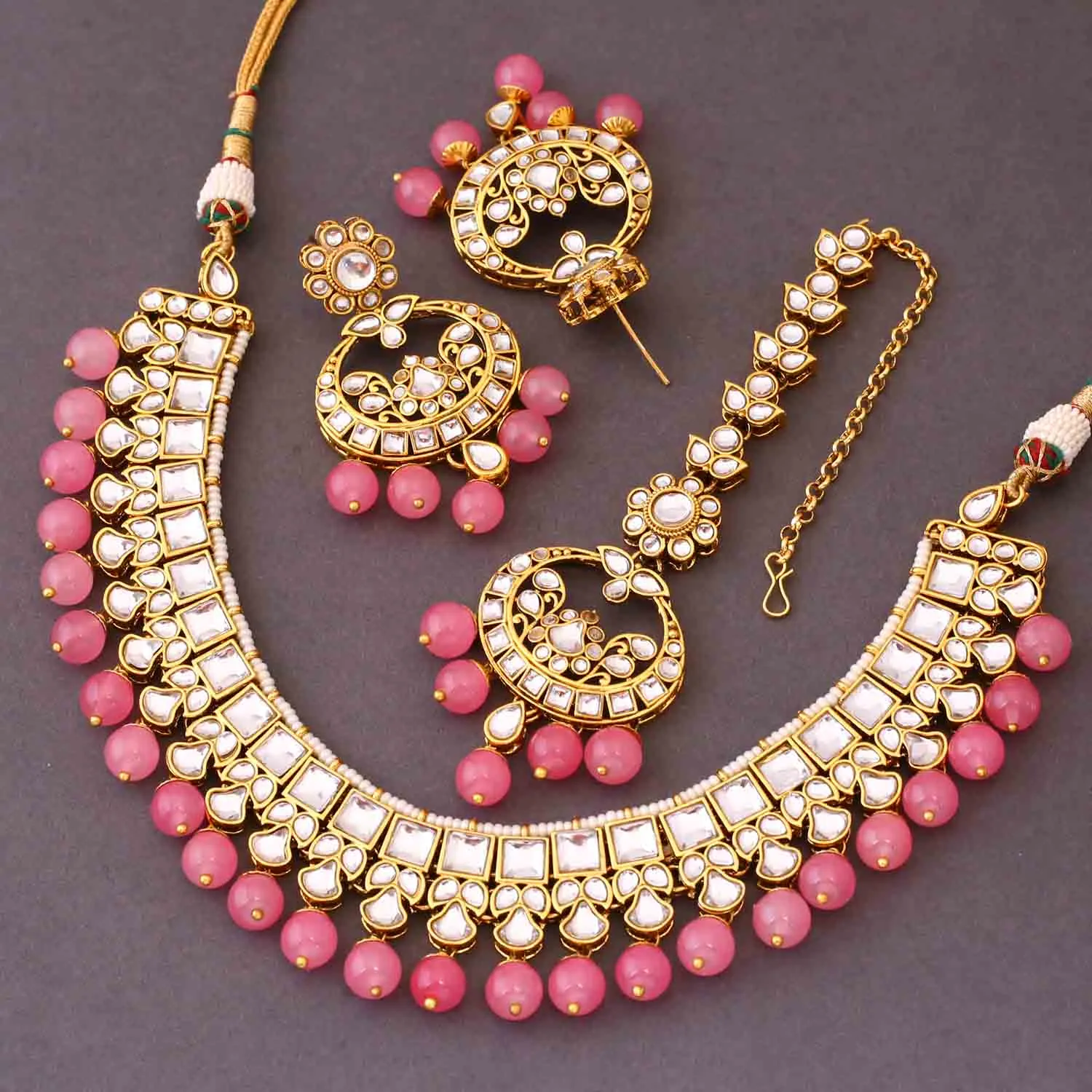 Coral Aaria Kundan Jewellery Set