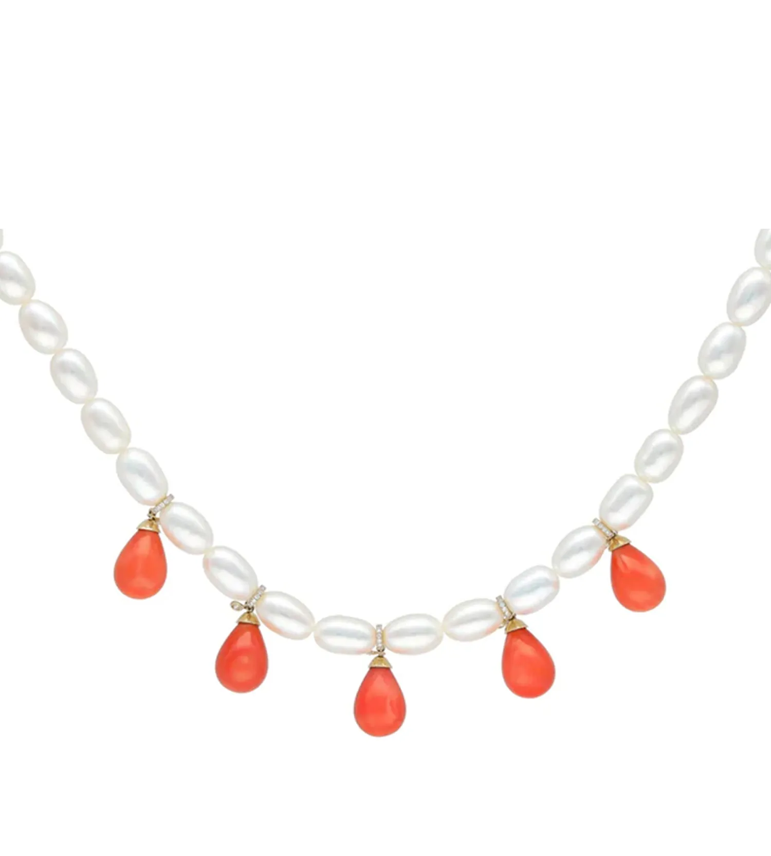 Coral drops perlée necklace