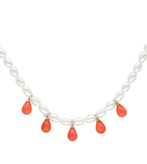 Coral drops perlée necklace