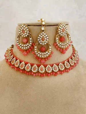 Coral Hansika Necklace Set