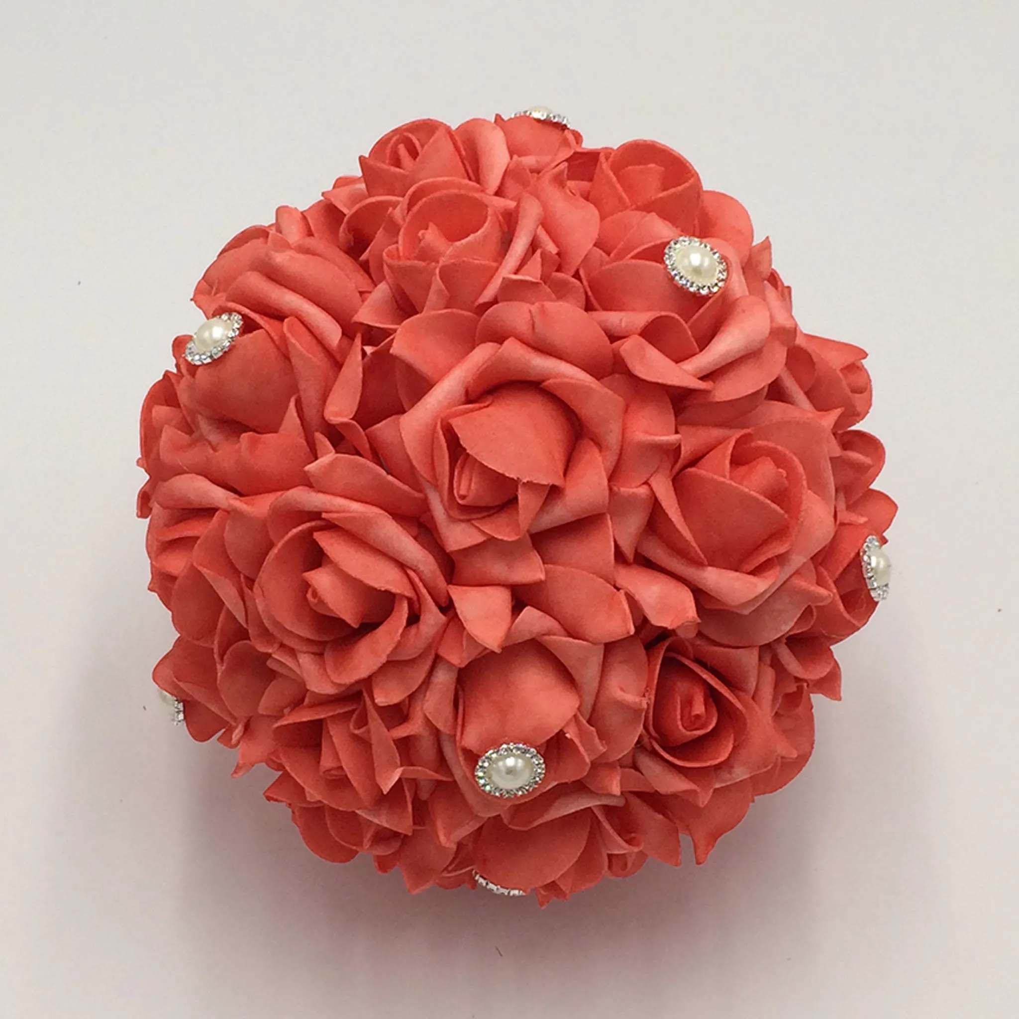 Coral Roses Bridesmaid Wedding Bouquet