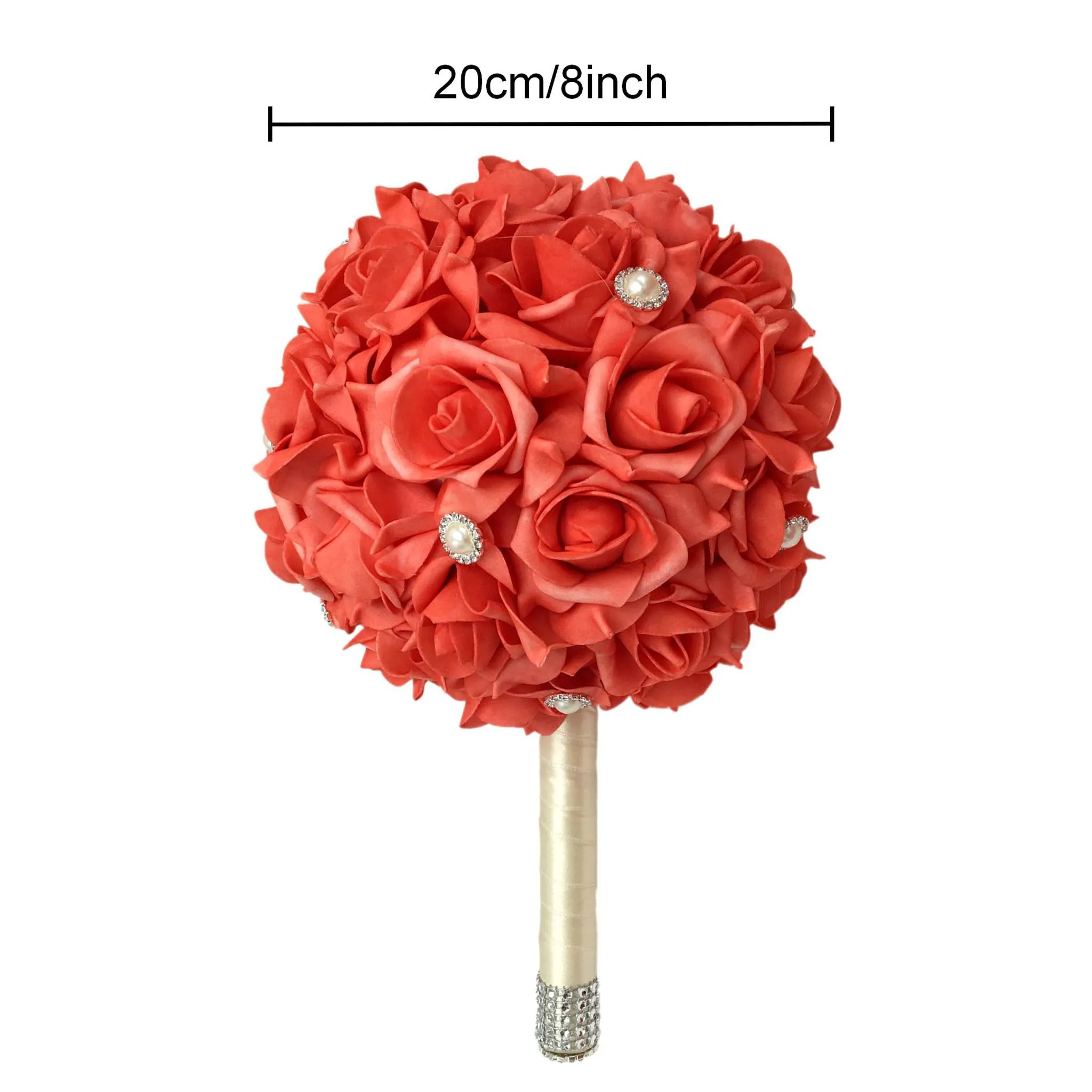 Coral Roses Bridesmaid Wedding Bouquet
