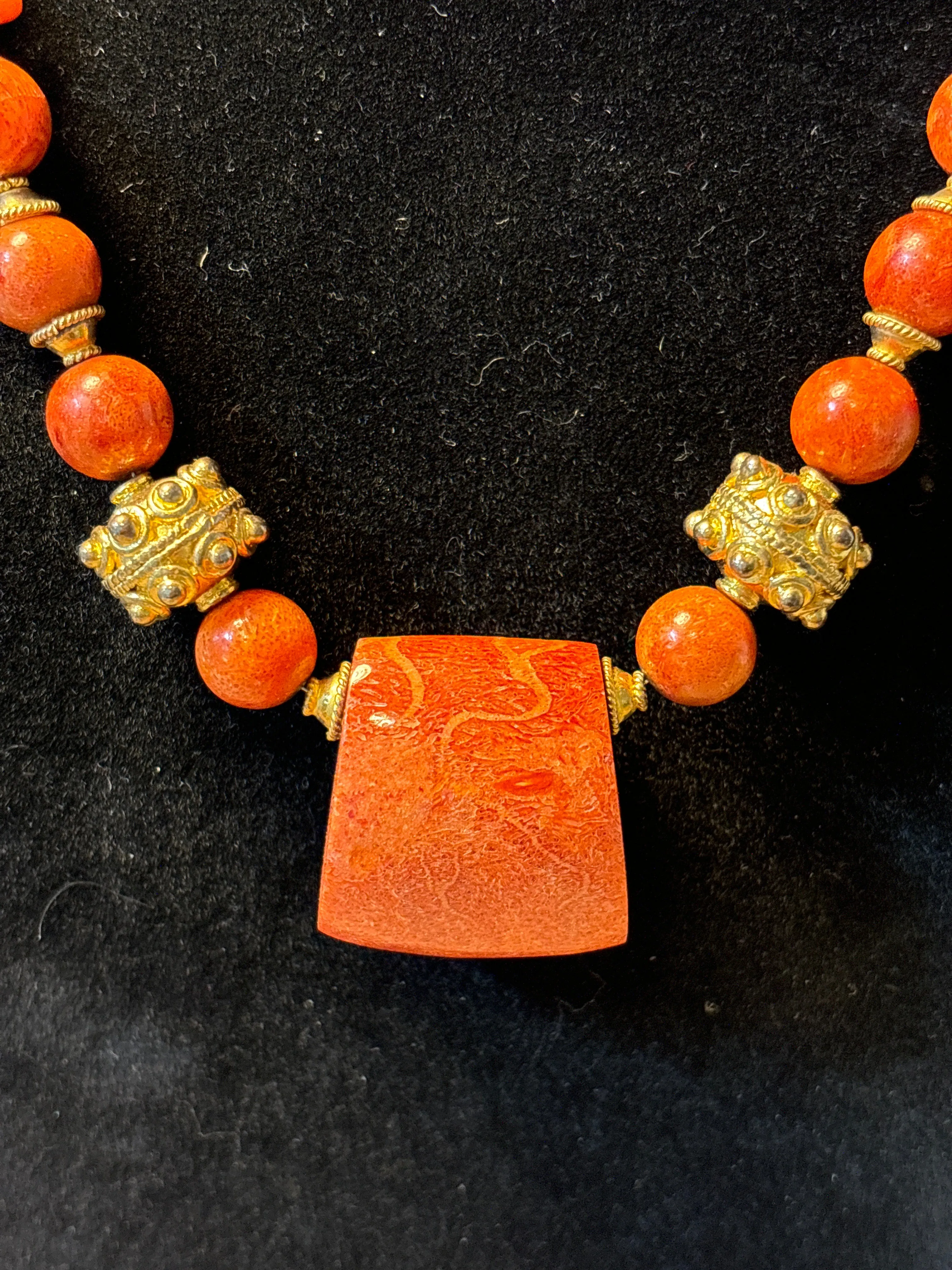 Coral/Gold Tone Necklace
