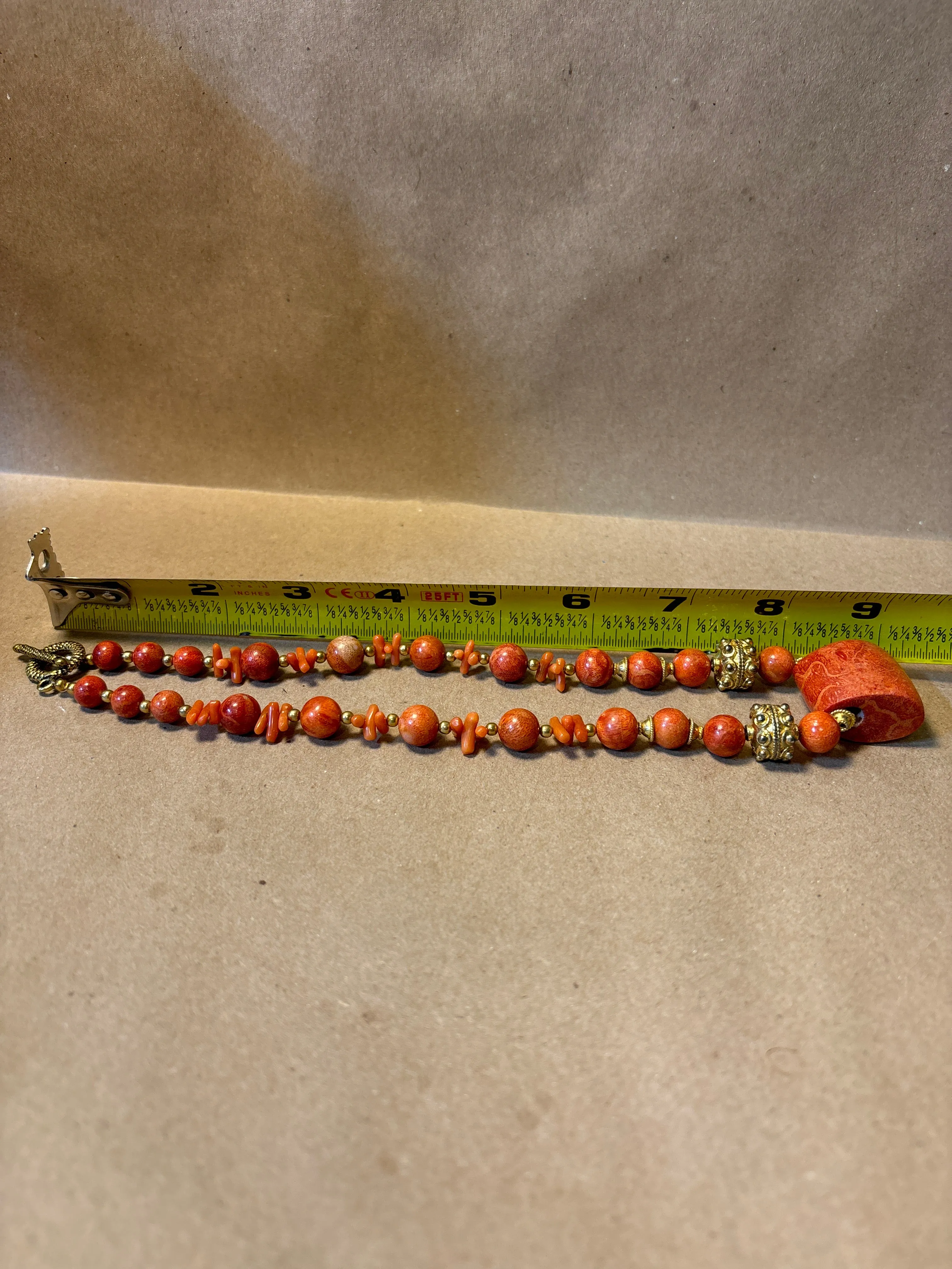 Coral/Gold Tone Necklace