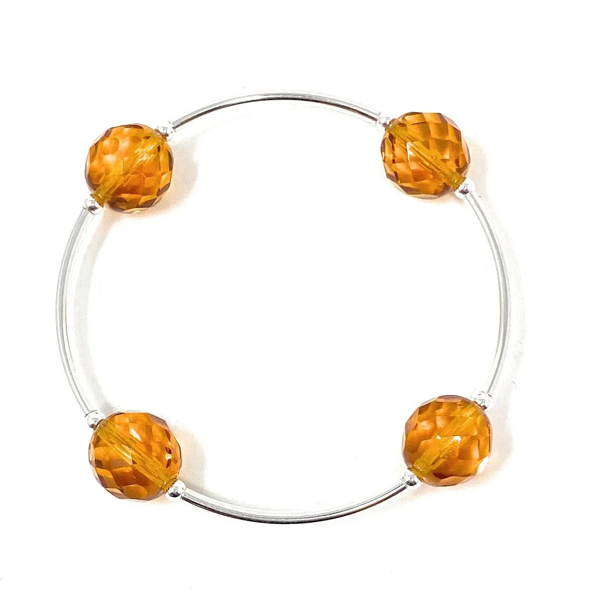 Count Your Blessings Birthstone Bracelet, Faceted Czech Citrine 12 mm Glass Beads