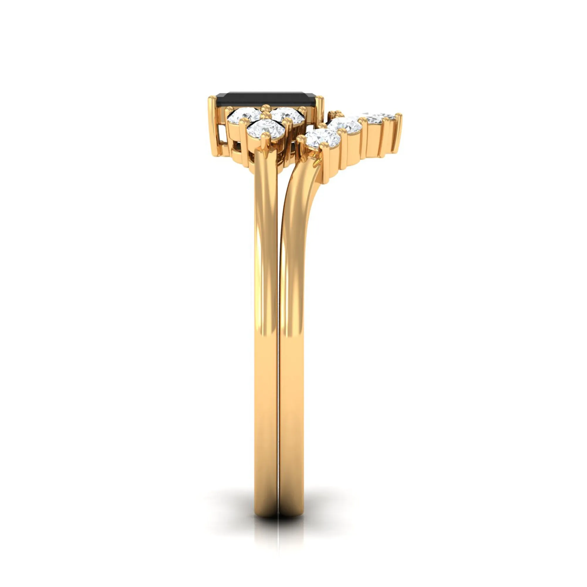 Created Black Diamond Engagement Ring Set with Diamond