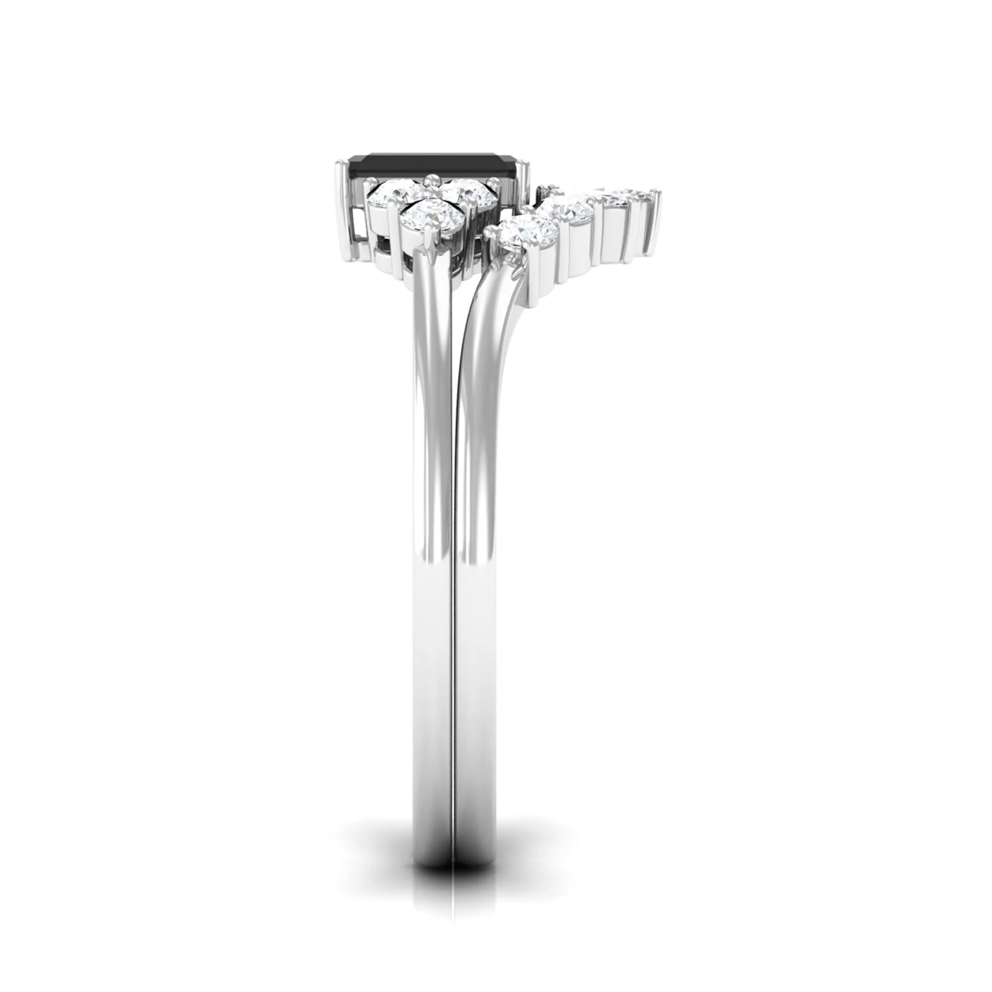 Created Black Diamond Engagement Ring Set with Diamond