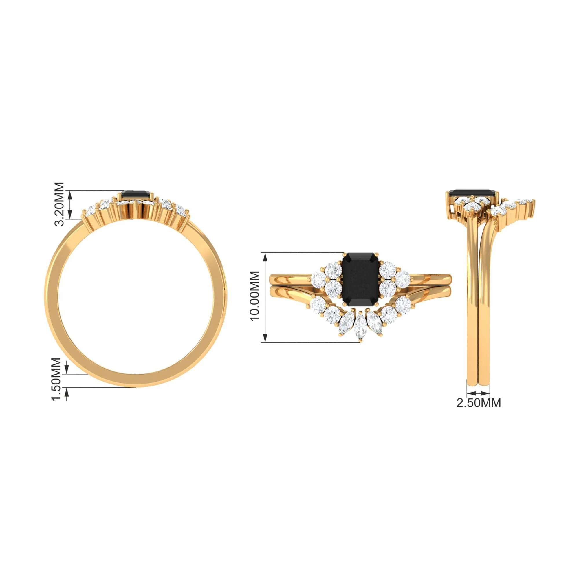 Created Black Diamond Engagement Ring Set with Diamond