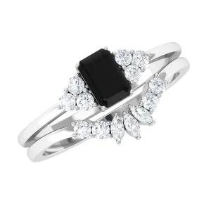 Created Black Diamond Engagement Ring Set with Diamond