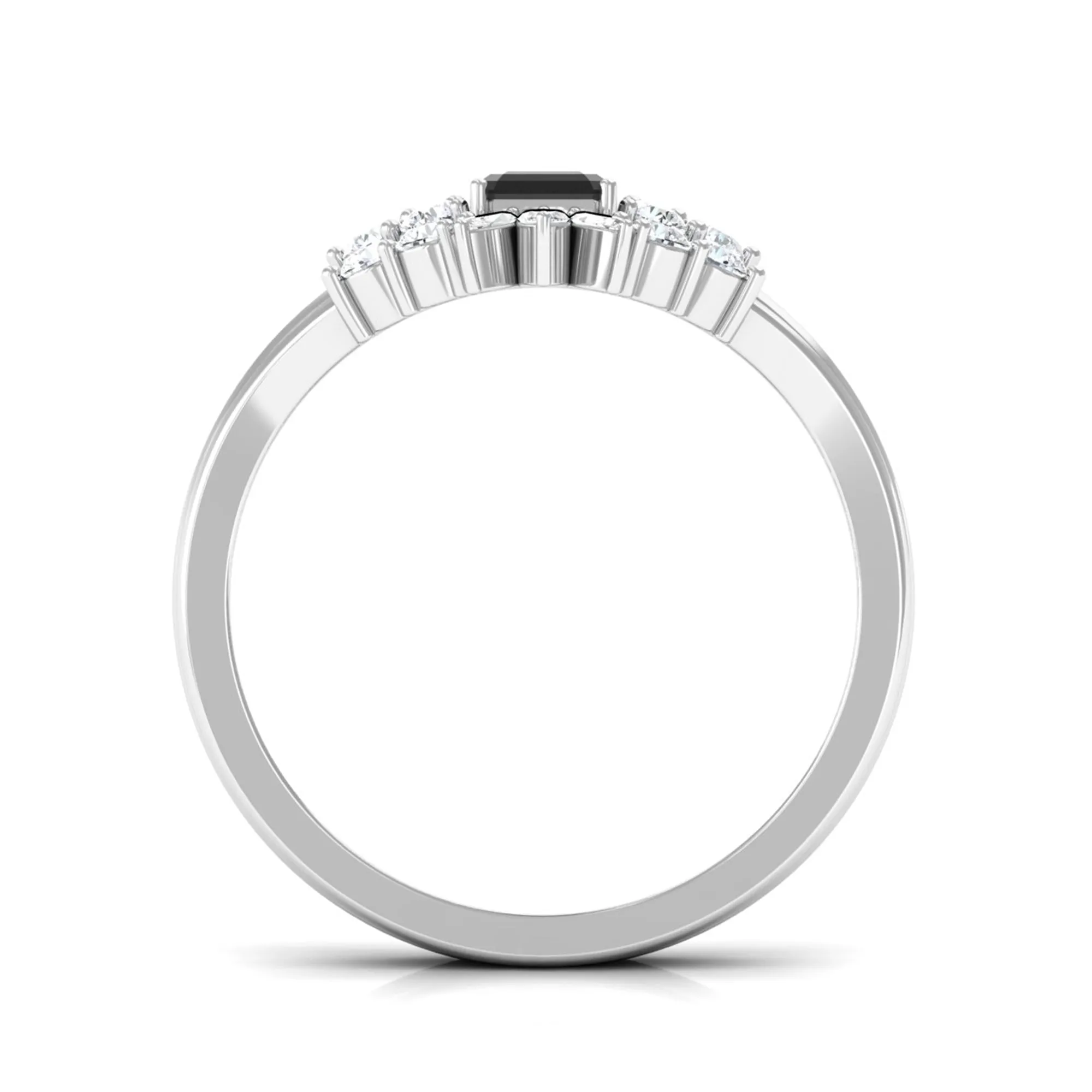 Created Black Diamond Engagement Ring Set with Diamond