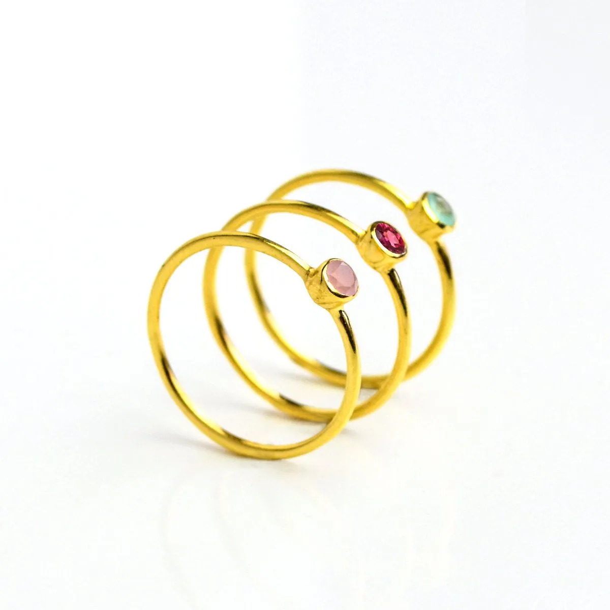 Dainty Stacking Pink Chalcedony Ring : October Birthstone