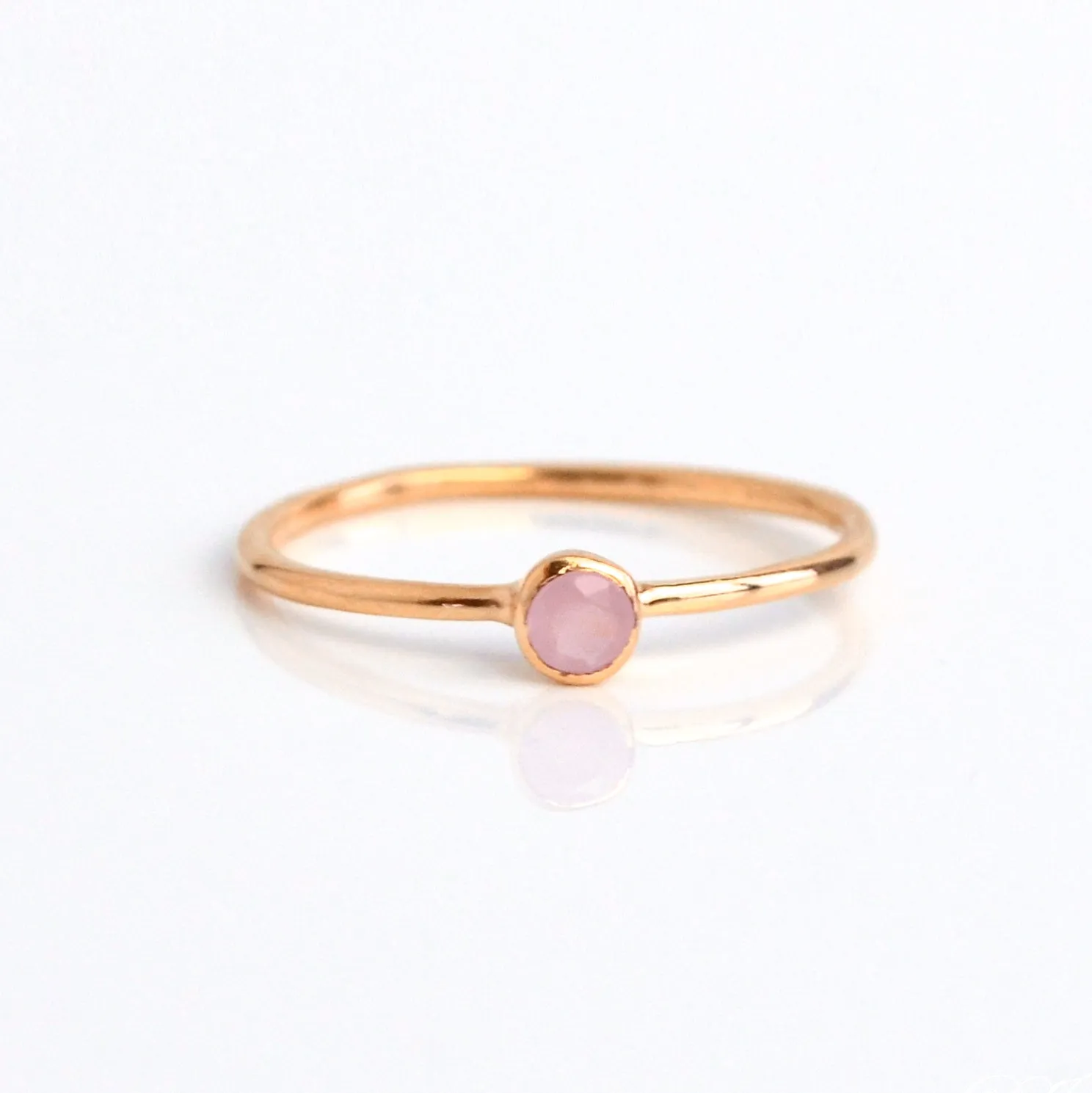 Dainty Stacking Pink Chalcedony Ring : October Birthstone