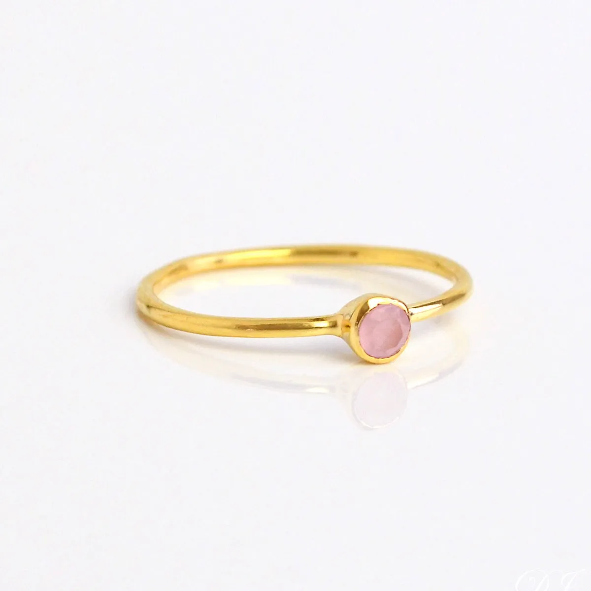 Dainty Stacking Pink Chalcedony Ring : October Birthstone