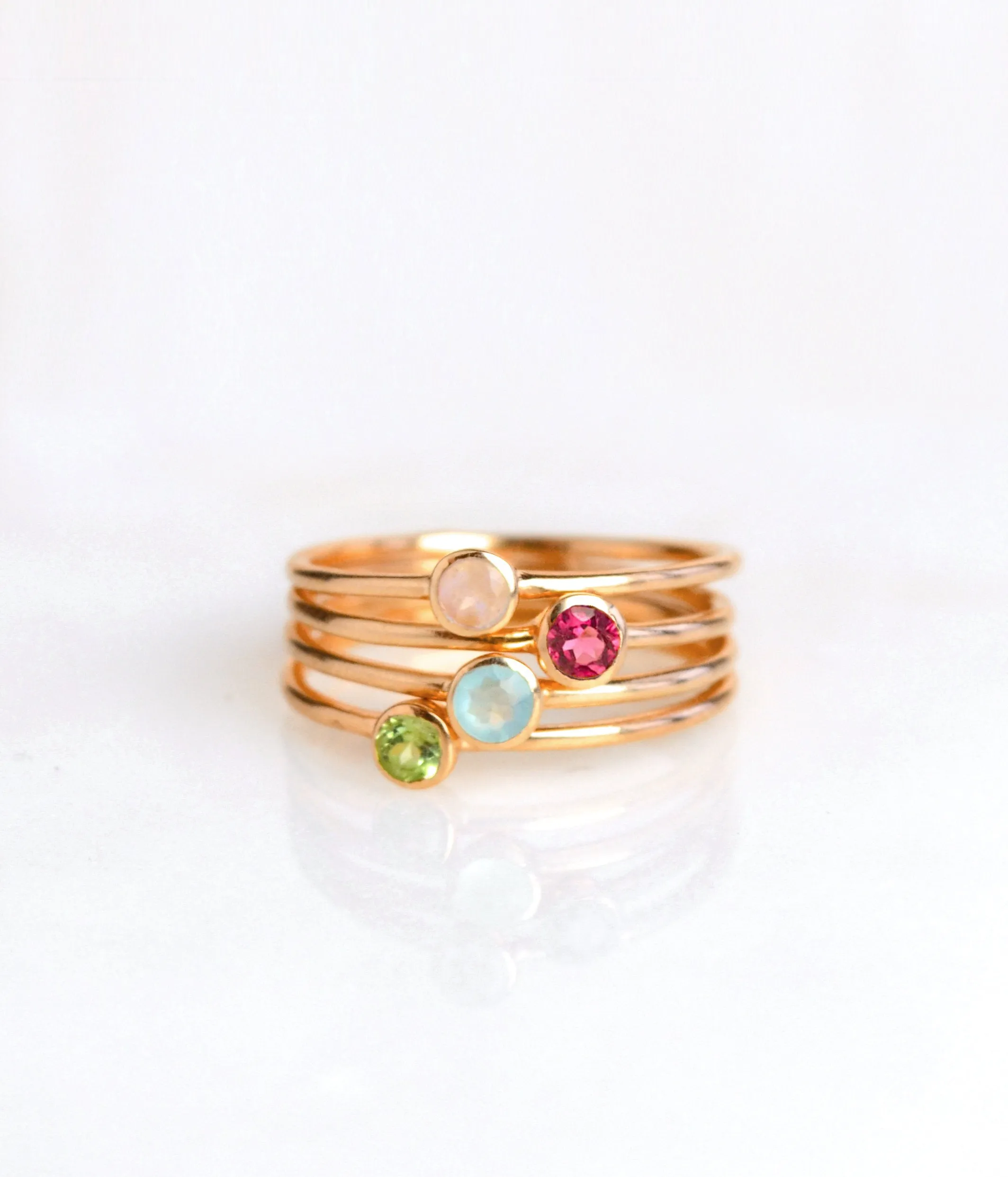 Dainty Stacking Pink Chalcedony Ring : October Birthstone