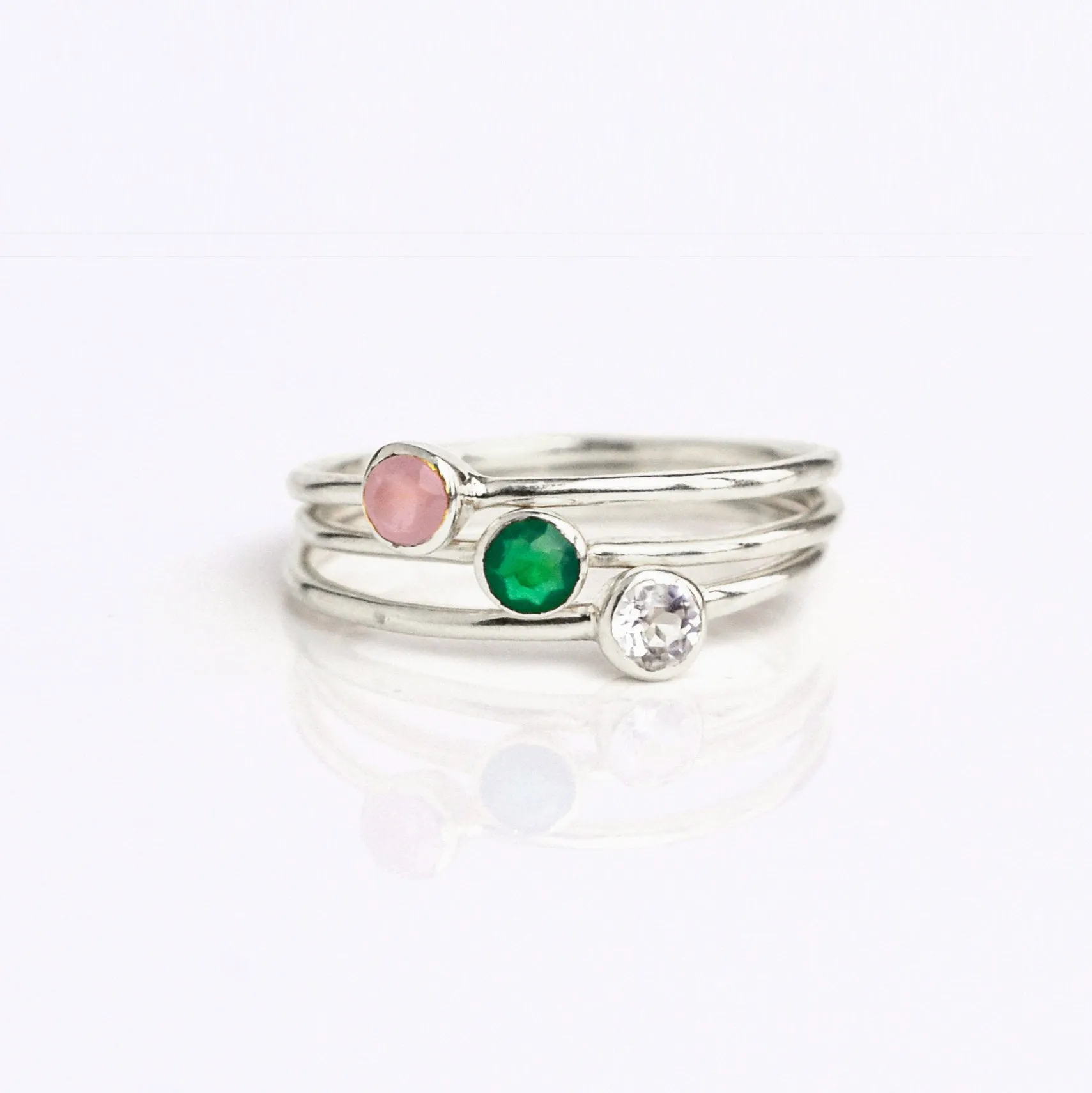 Dainty Stacking Pink Chalcedony Ring : October Birthstone