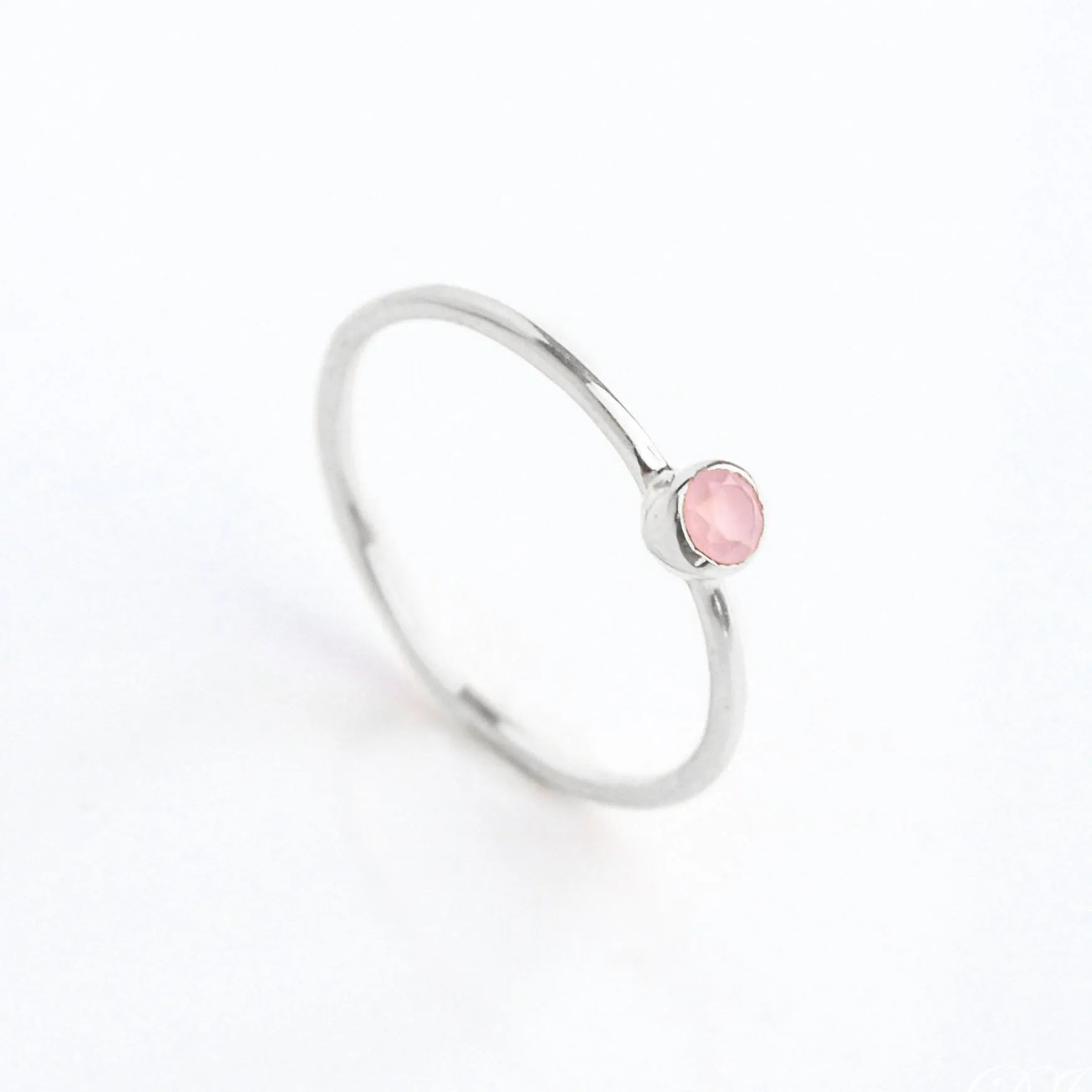 Dainty Stacking Pink Chalcedony Ring : October Birthstone