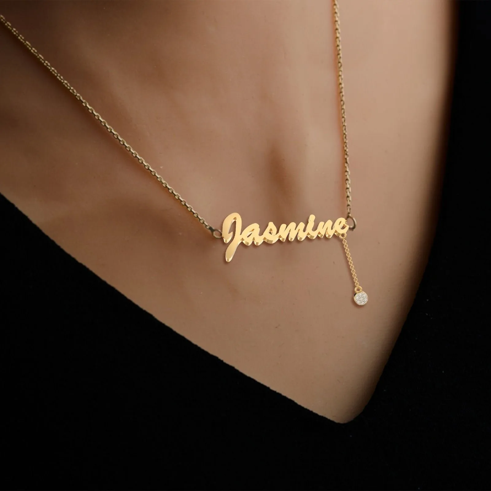 Dangling Diamonds Name Necklace