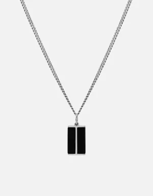 Duo Onyx Pendant Necklace, Sterling Silver