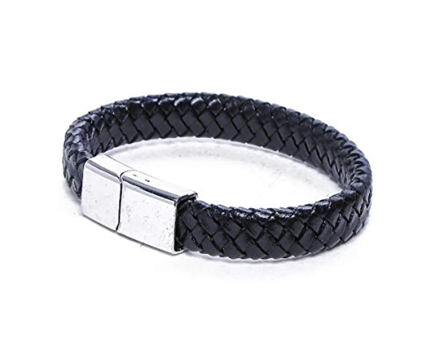 Electomania Braided Leather Stainless Steel Magnetic Clasp Bracelets for Men & Boys - Set of 1