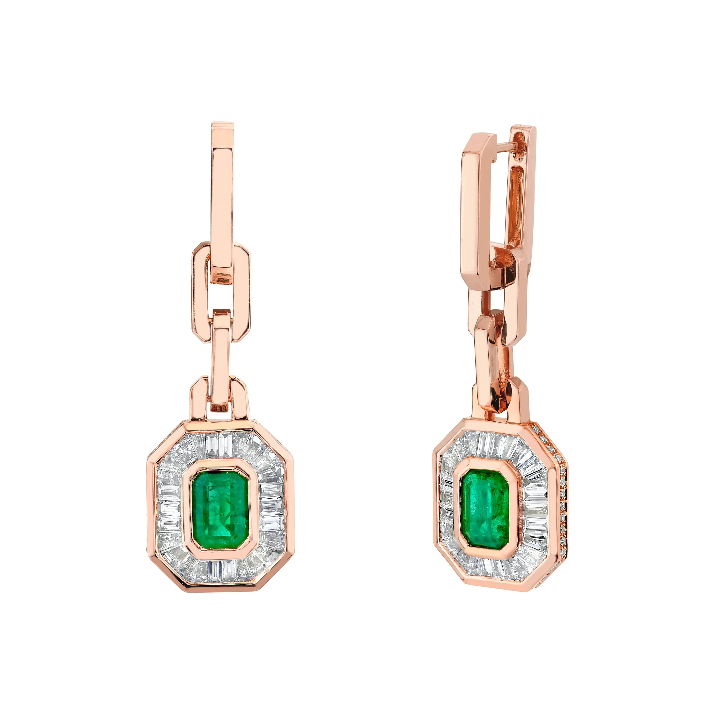 EMERALD & DIAMOND HALO MINI DECO EARRINGS