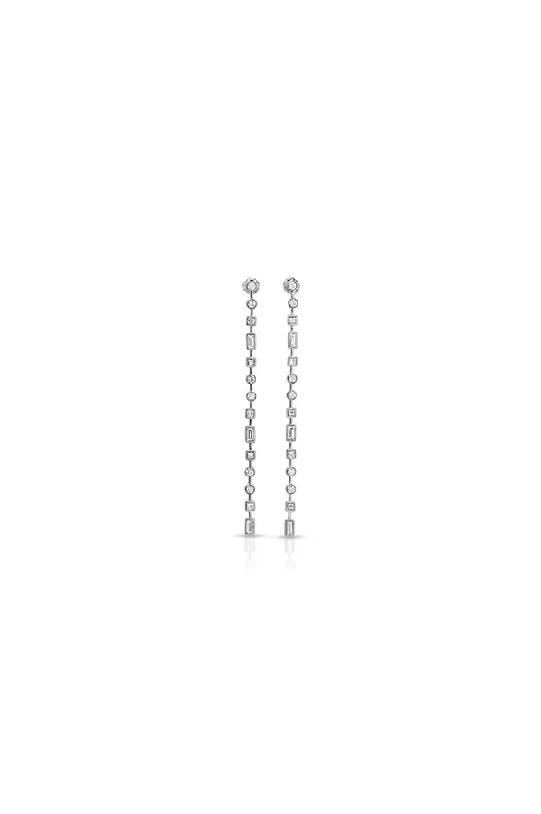Extra Long Platinum Drop Earrings