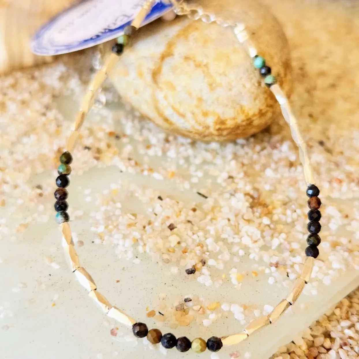 FACETED HILLTRIBE TURQUOISE BRACELET
