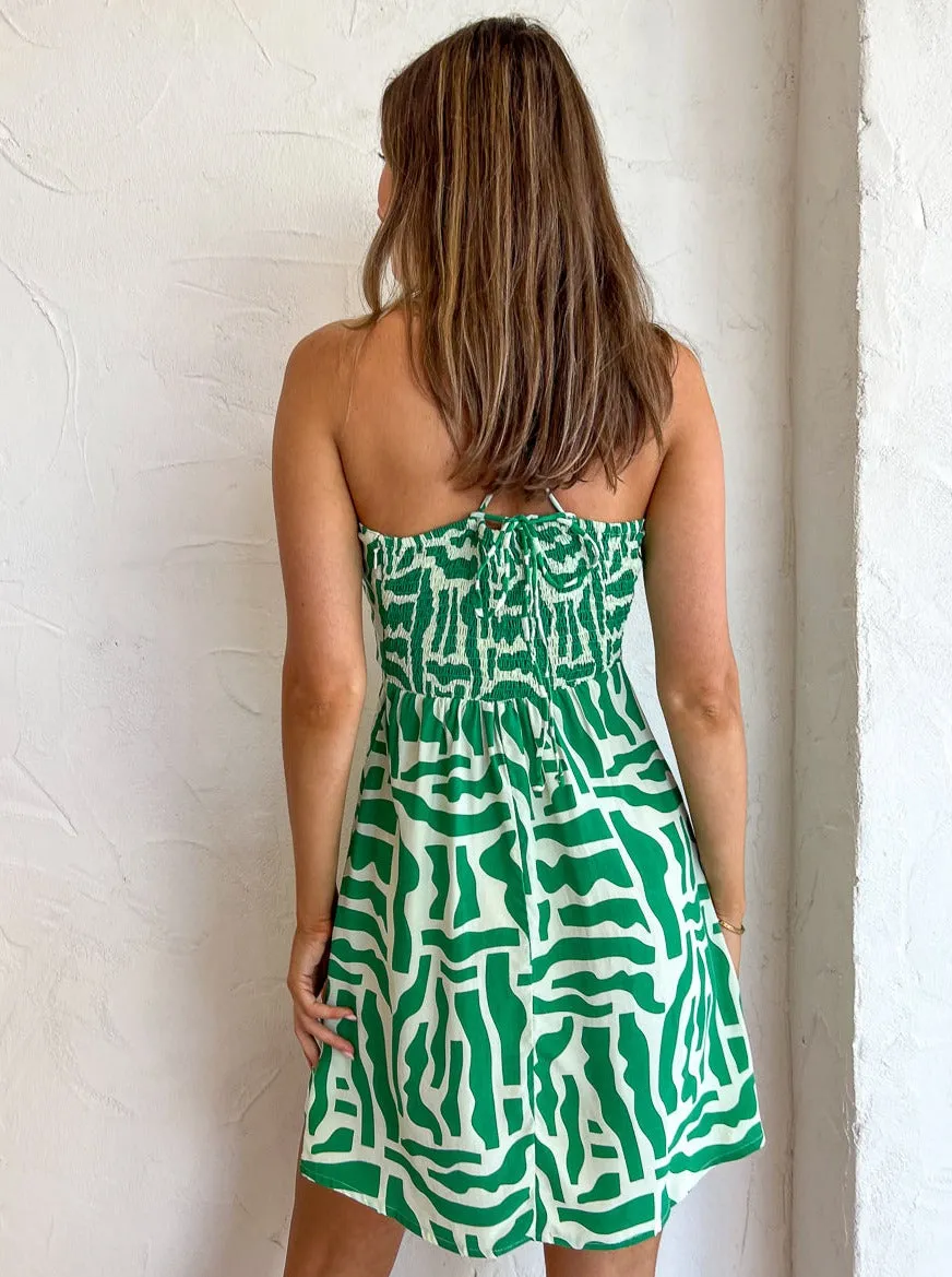 Faithfull the Brand Surrau Mini Dress in Tulli Green