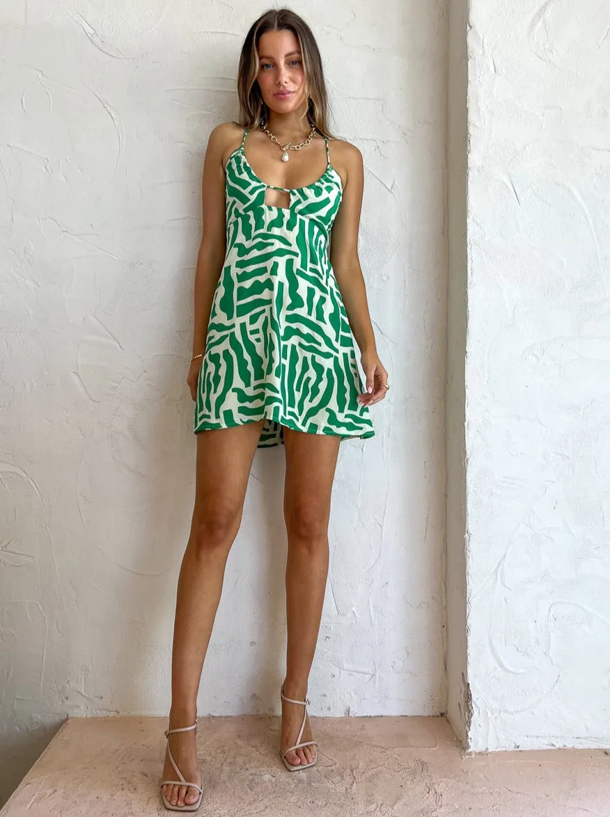 Faithfull the Brand Surrau Mini Dress in Tulli Green