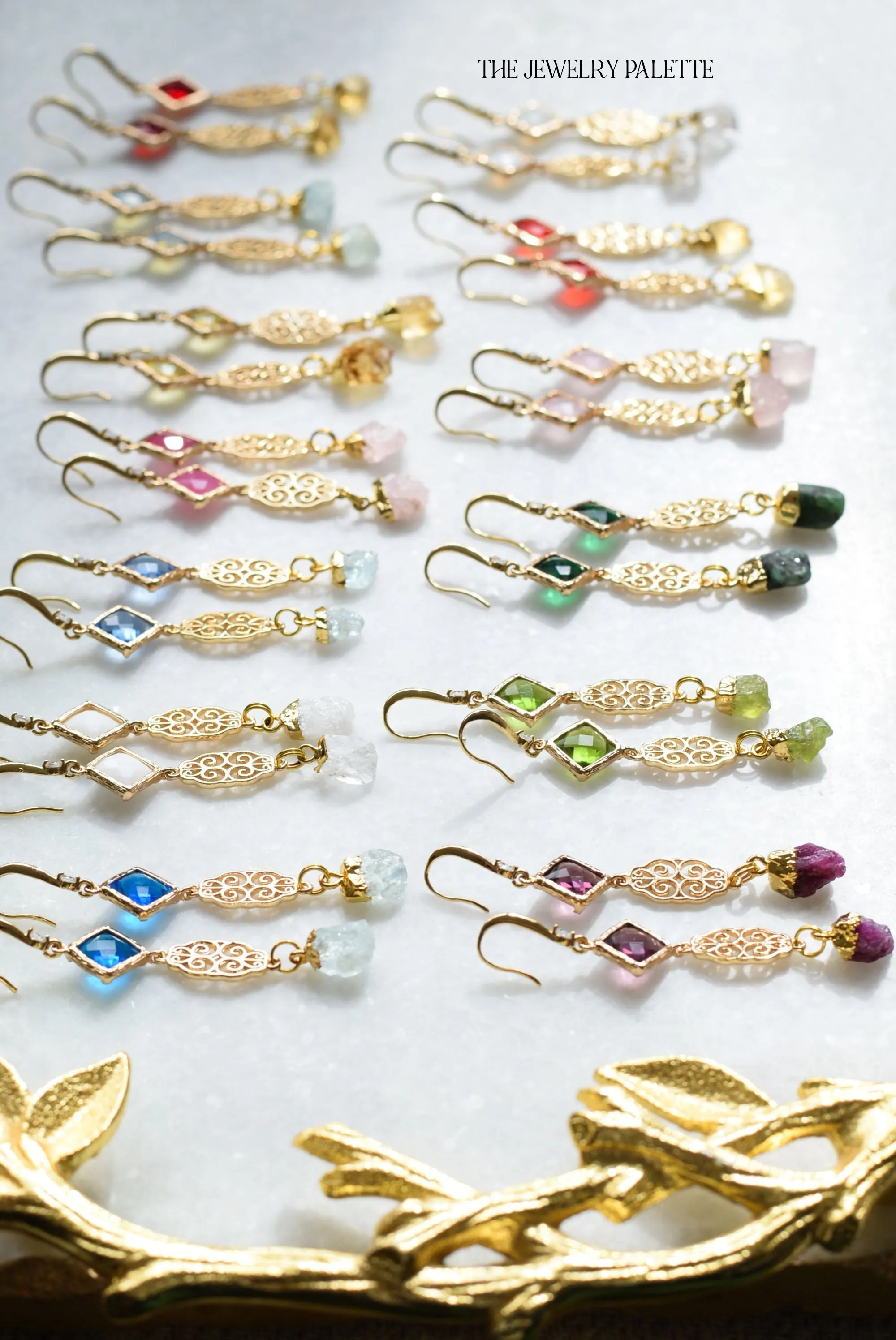 Farah citrine, filigree and red crystal earrings