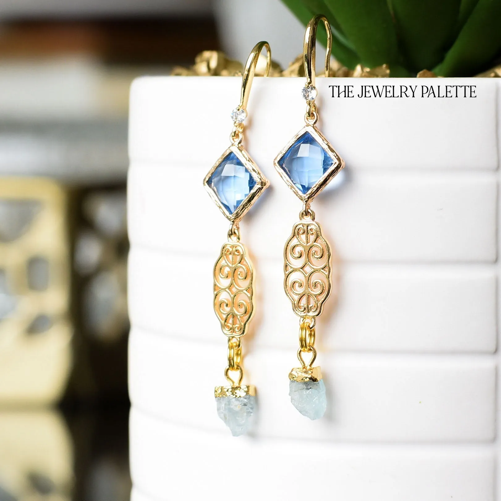 Farah citrine, filigree and red crystal earrings