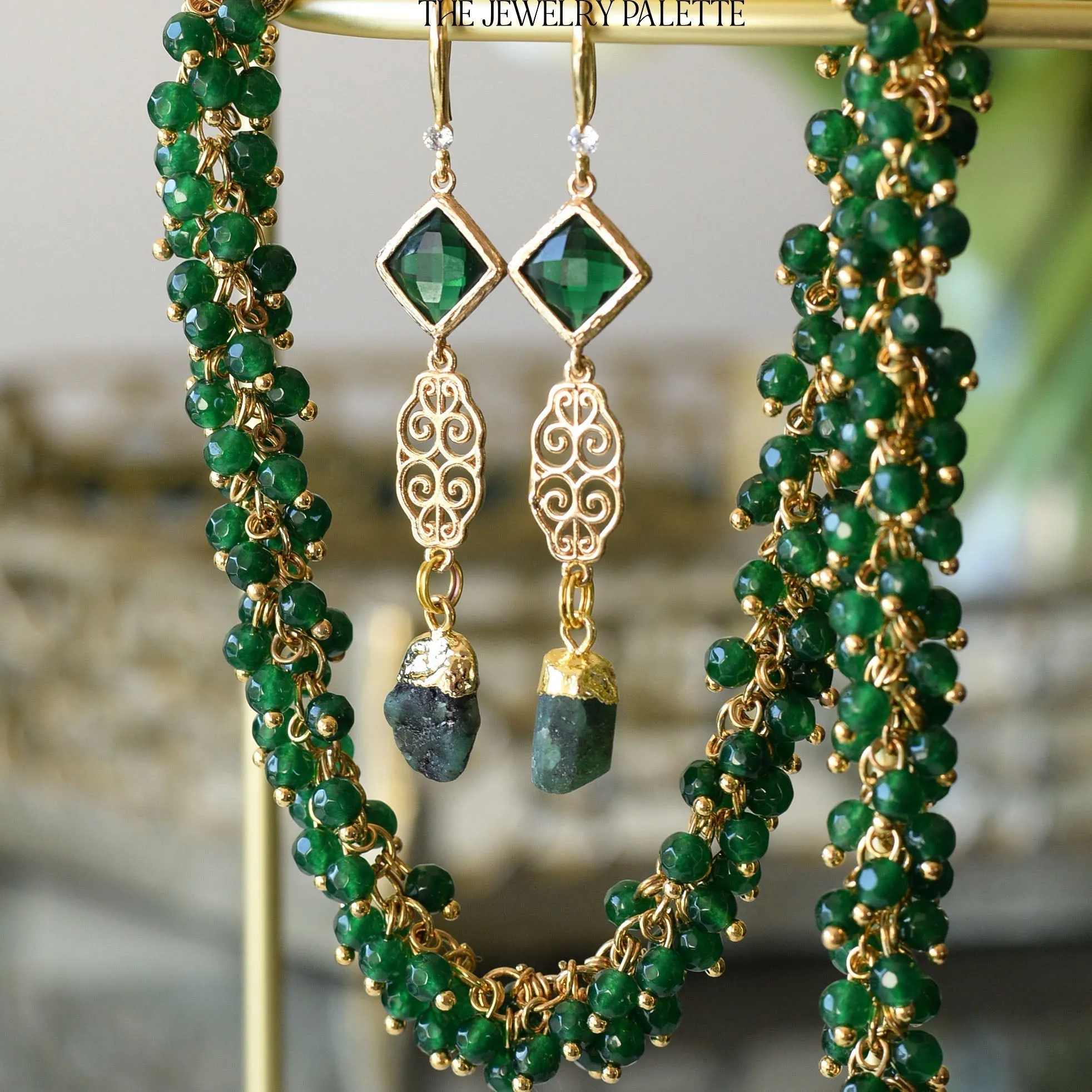 Farah citrine, filigree and red crystal earrings