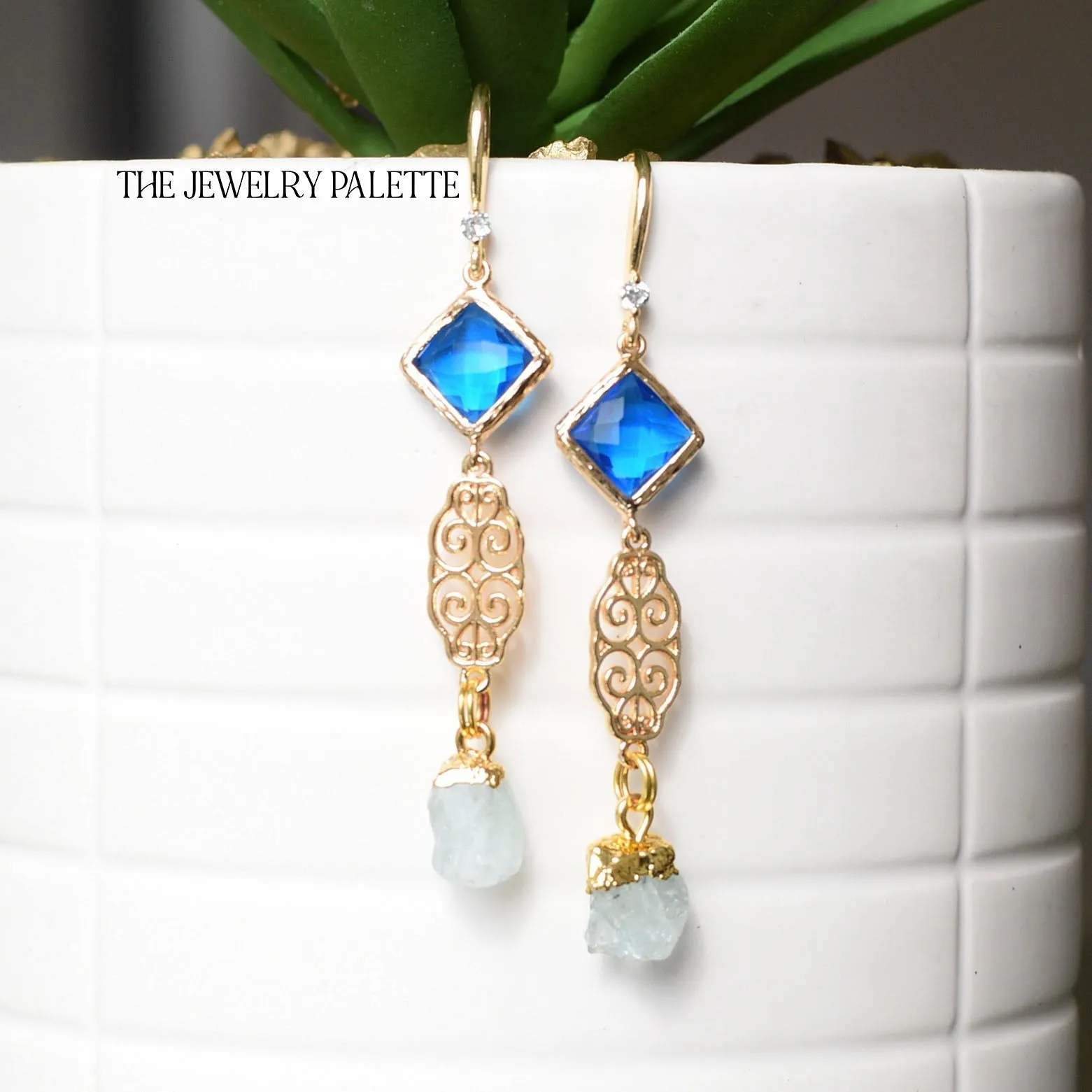 Farah citrine, filigree and red crystal earrings