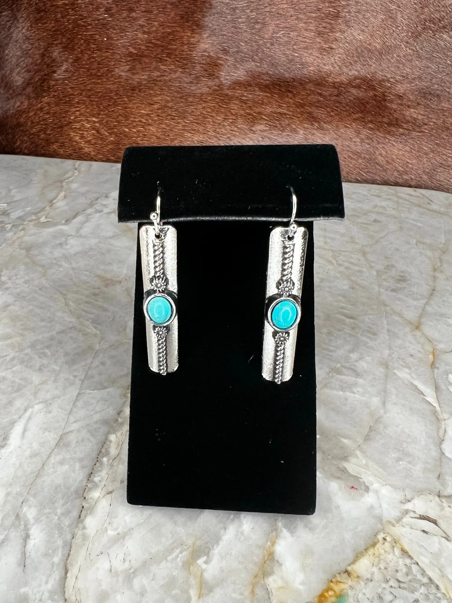 Faux Turquoise Dangle Earrings