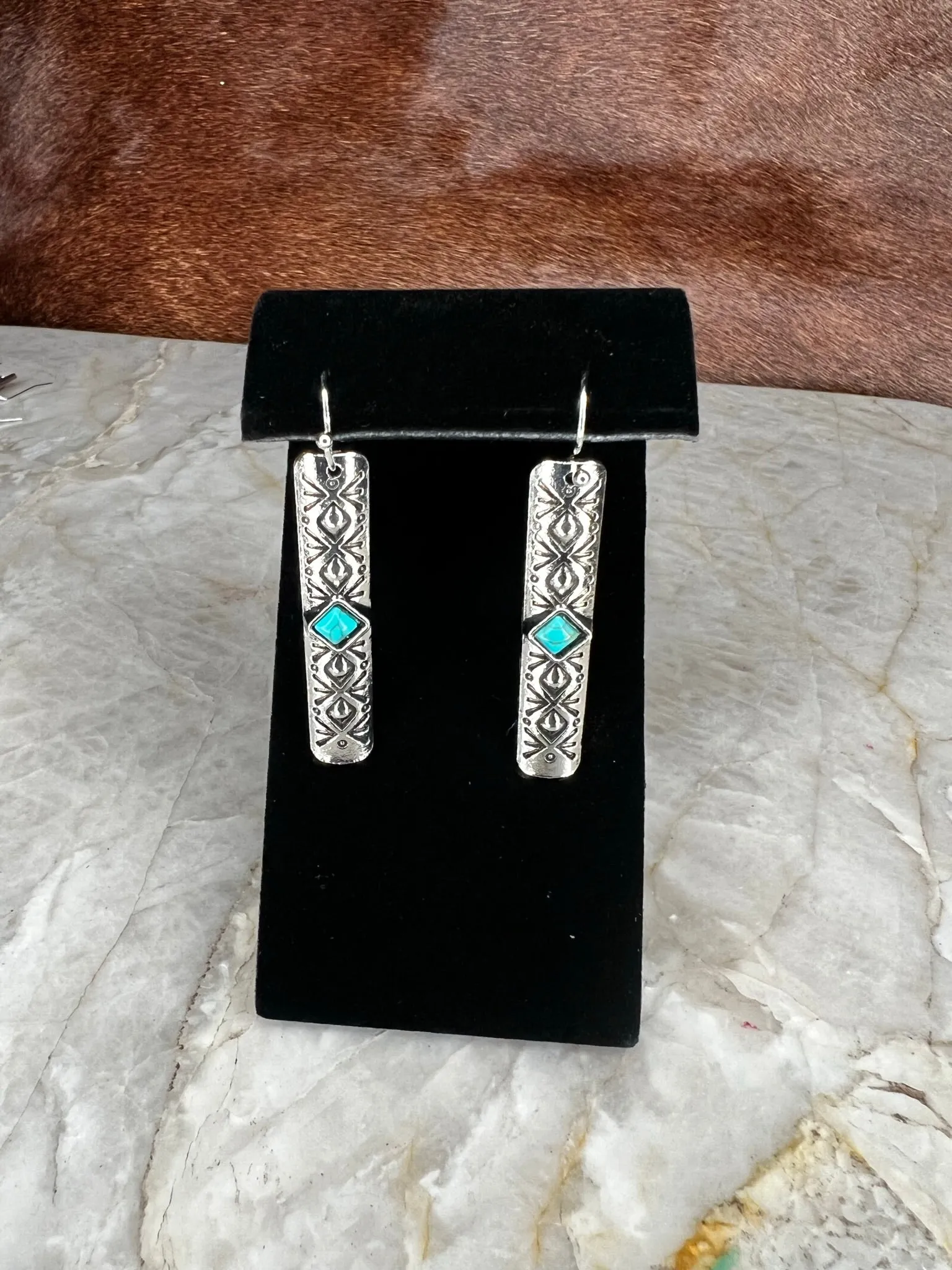 Faux Turquoise Dangle Earrings