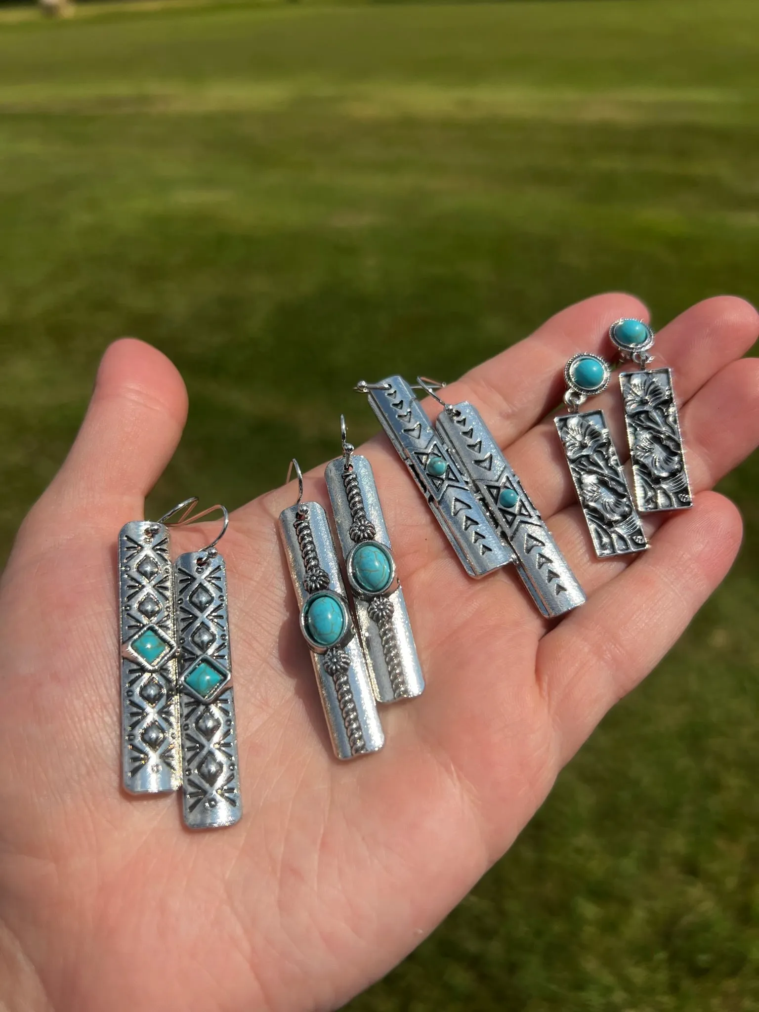 Faux Turquoise Dangle Earrings