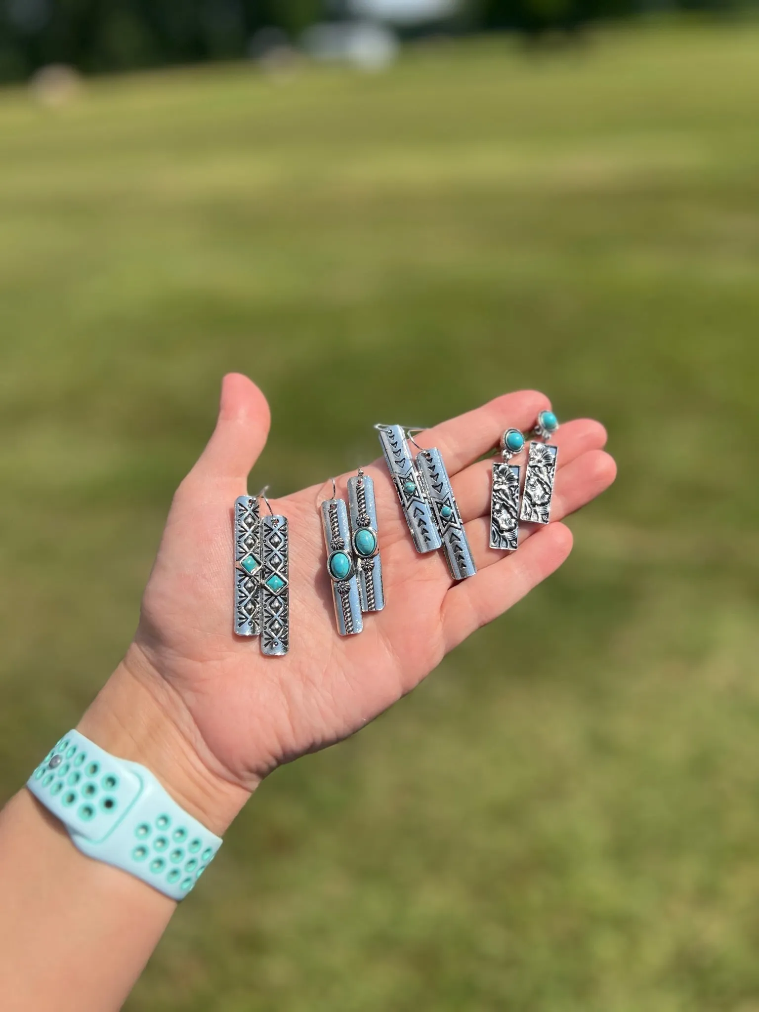 Faux Turquoise Dangle Earrings
