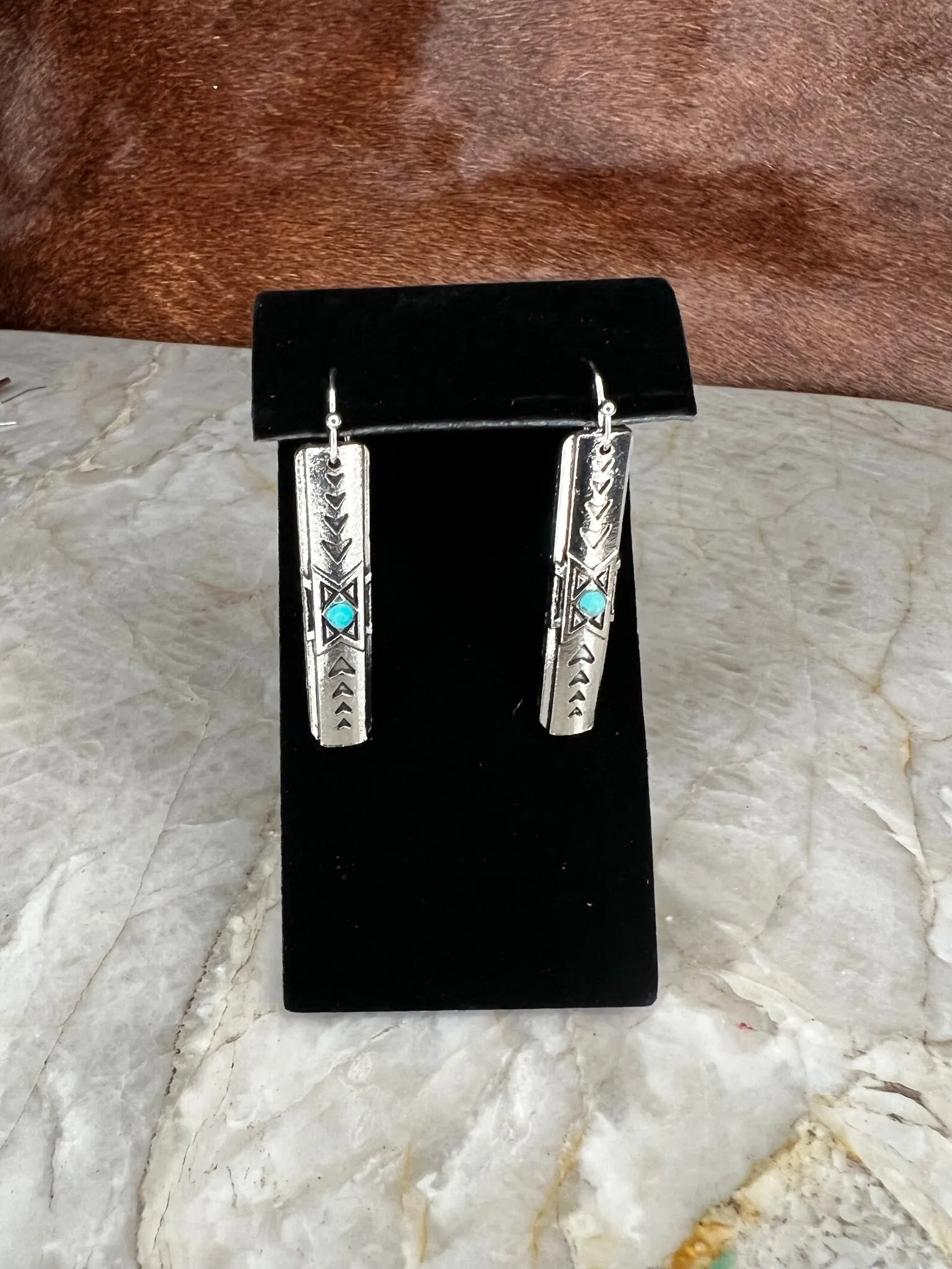 Faux Turquoise Dangle Earrings