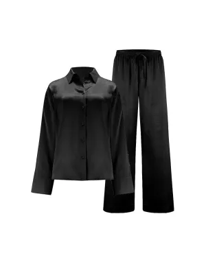 Fleur Du Jour Black Silk Shirt & Trouser