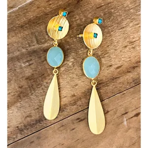 Gold Turquoise Tear Drop Earring