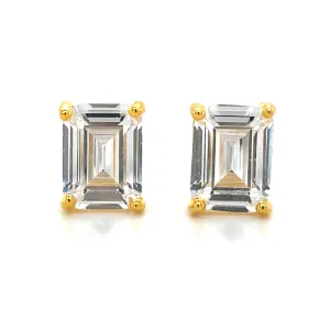 Golden Emerald Cut Cz Earrings