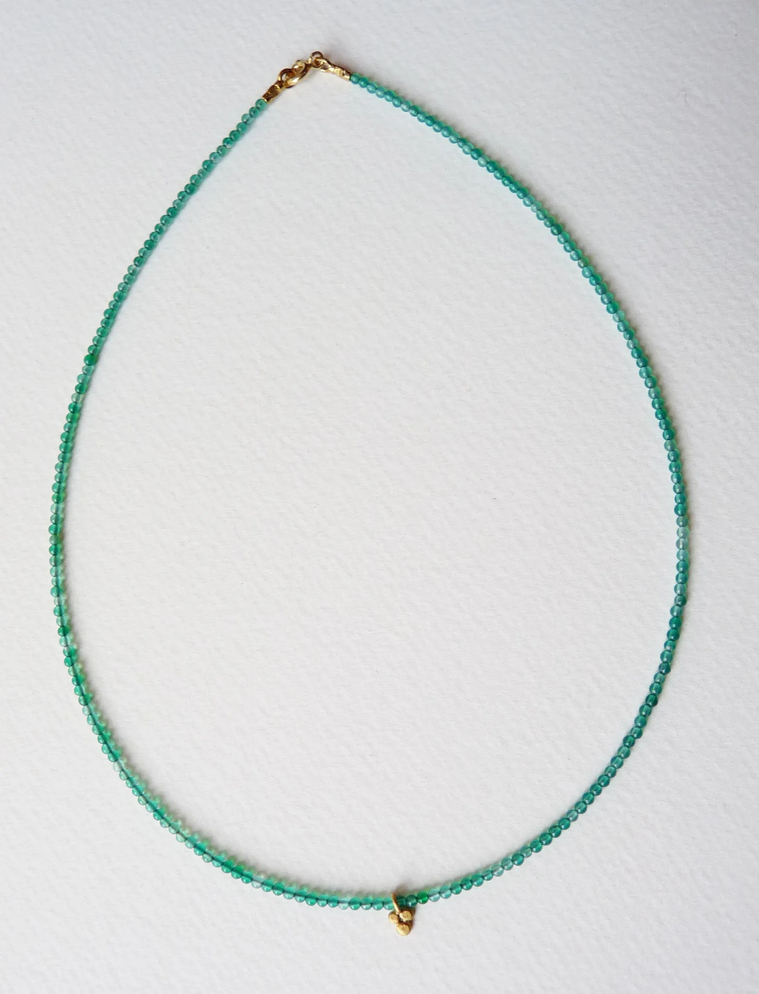 Granule Charm Green Onyx Bead Necklace