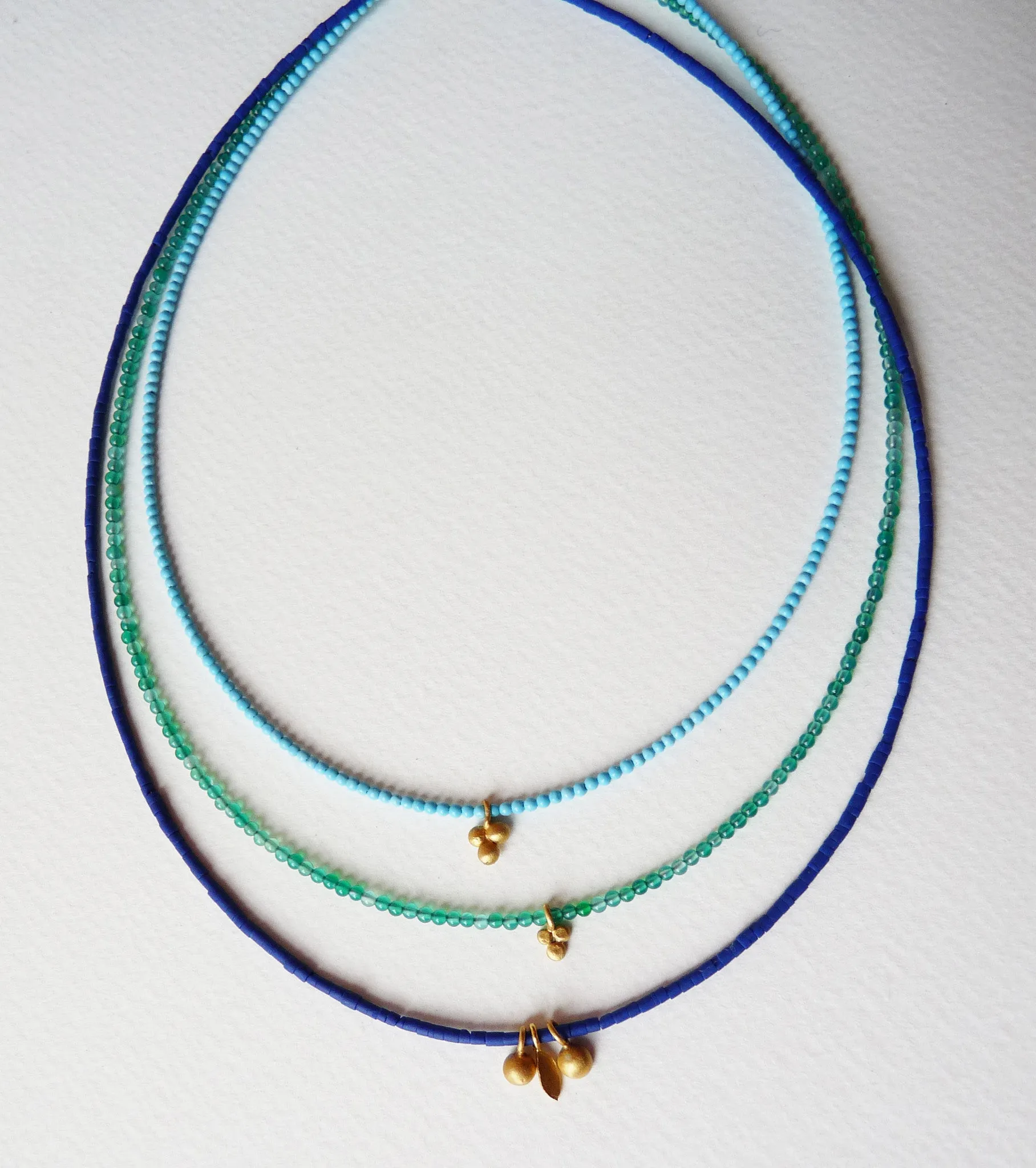 Granule Charm Green Onyx Bead Necklace