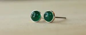 Green Onyx Bezel Gemstone, Large (Nickel Free Niobium or Titanium Post Earrings)