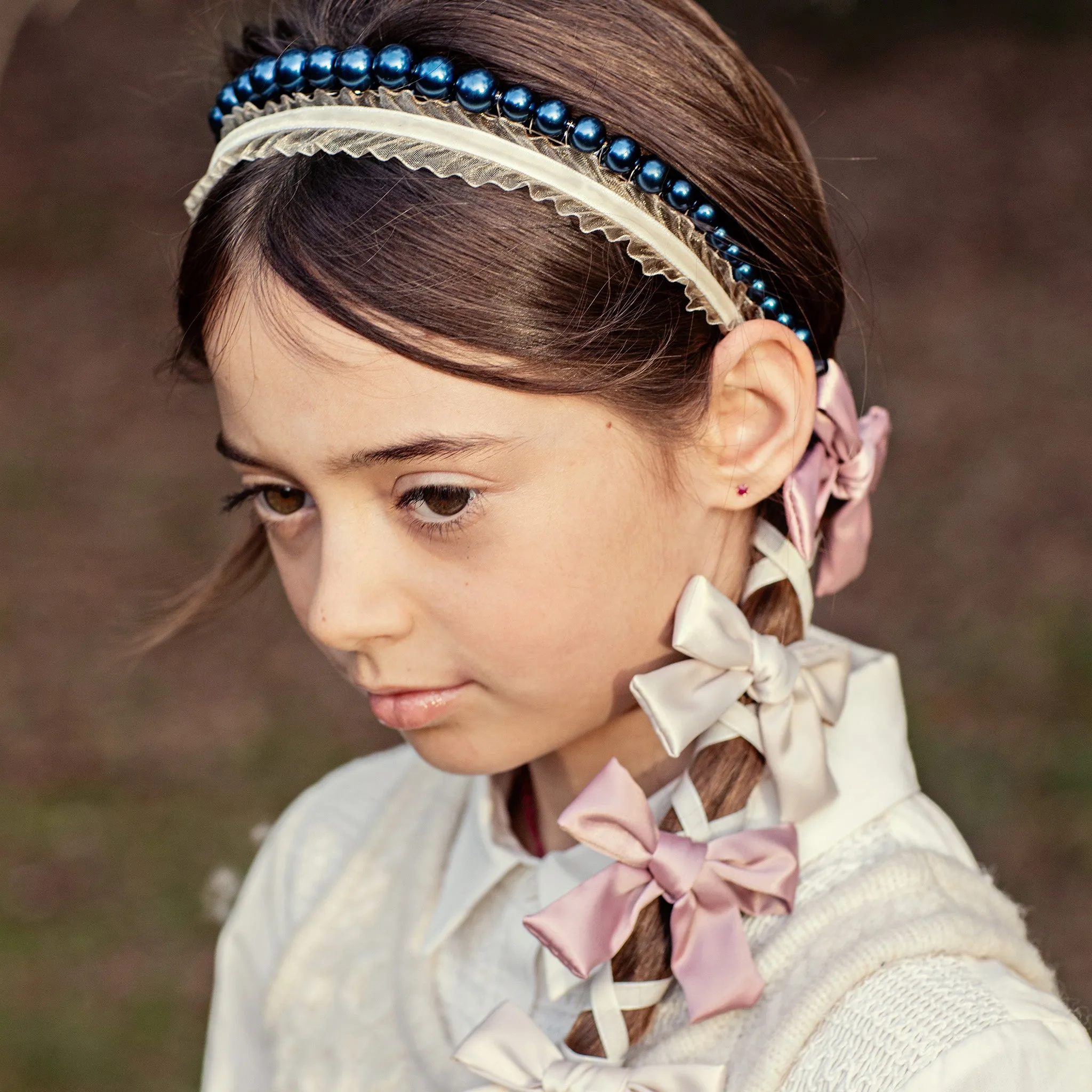 Halo Luxe Bon Bon Pearlized Tiara Headband - Navy