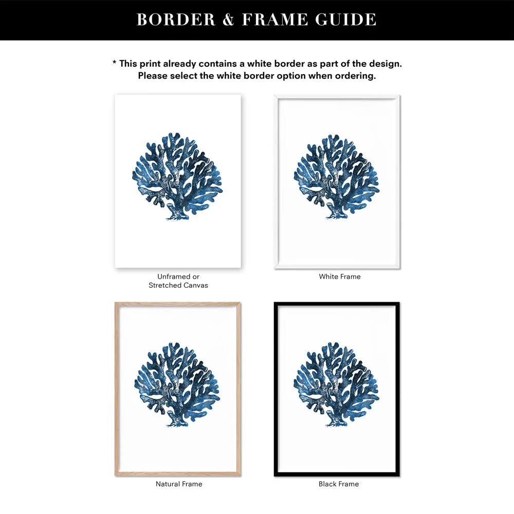 Hamptons Watercolour Blue Coral II - Art Print