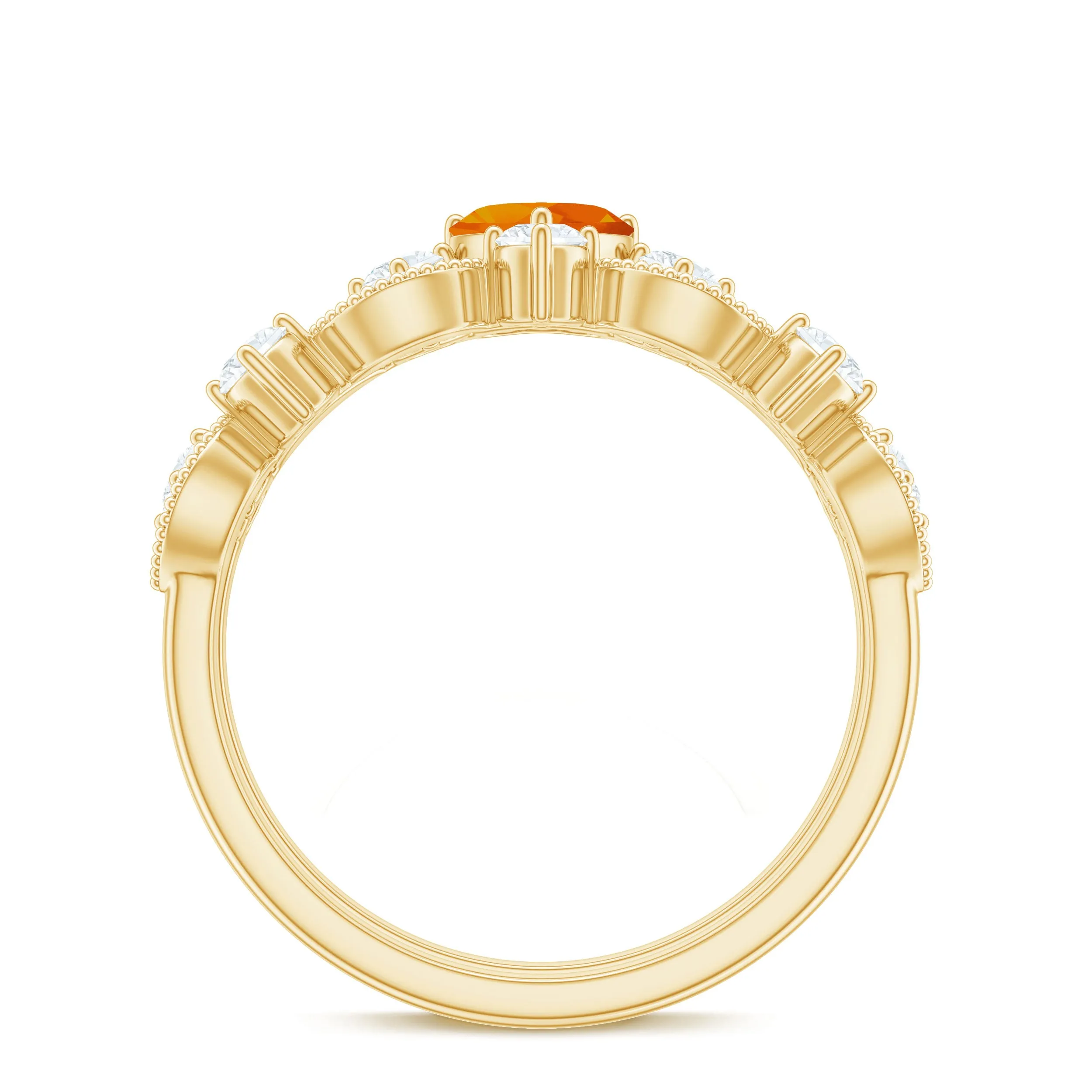 Heart Fire Opal and Moissanite Wedding Ring Set